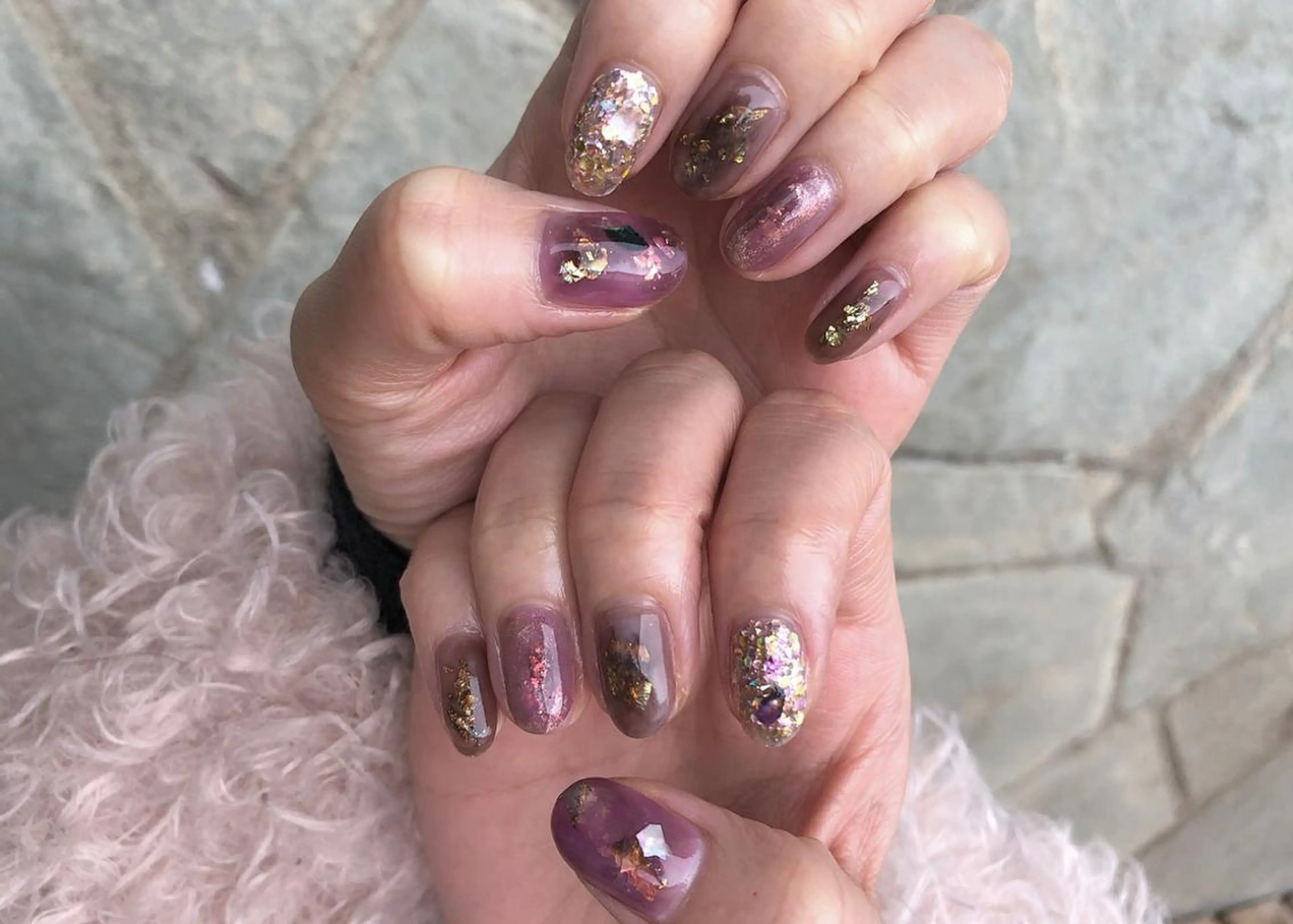 ネイル ラメ(グリッター) おそろいネイル ハンドネイル パラあり！フィルイン 美フォルムのネイルデザイン