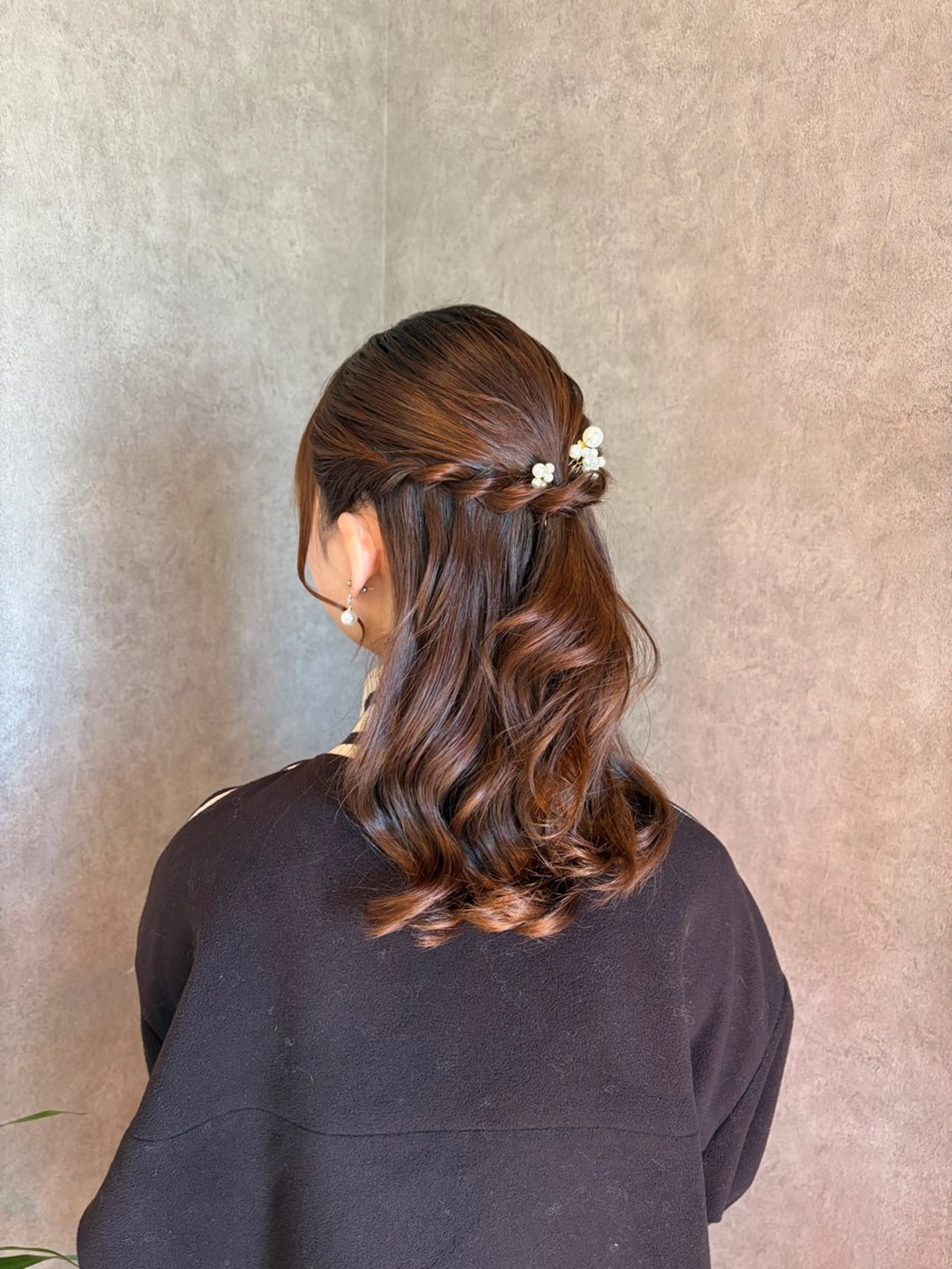 ヘアアレンジ ハーフアップ 髪質改善×韓国風/小 顔レイヤー/早瀬櫻子のヘアスタイル