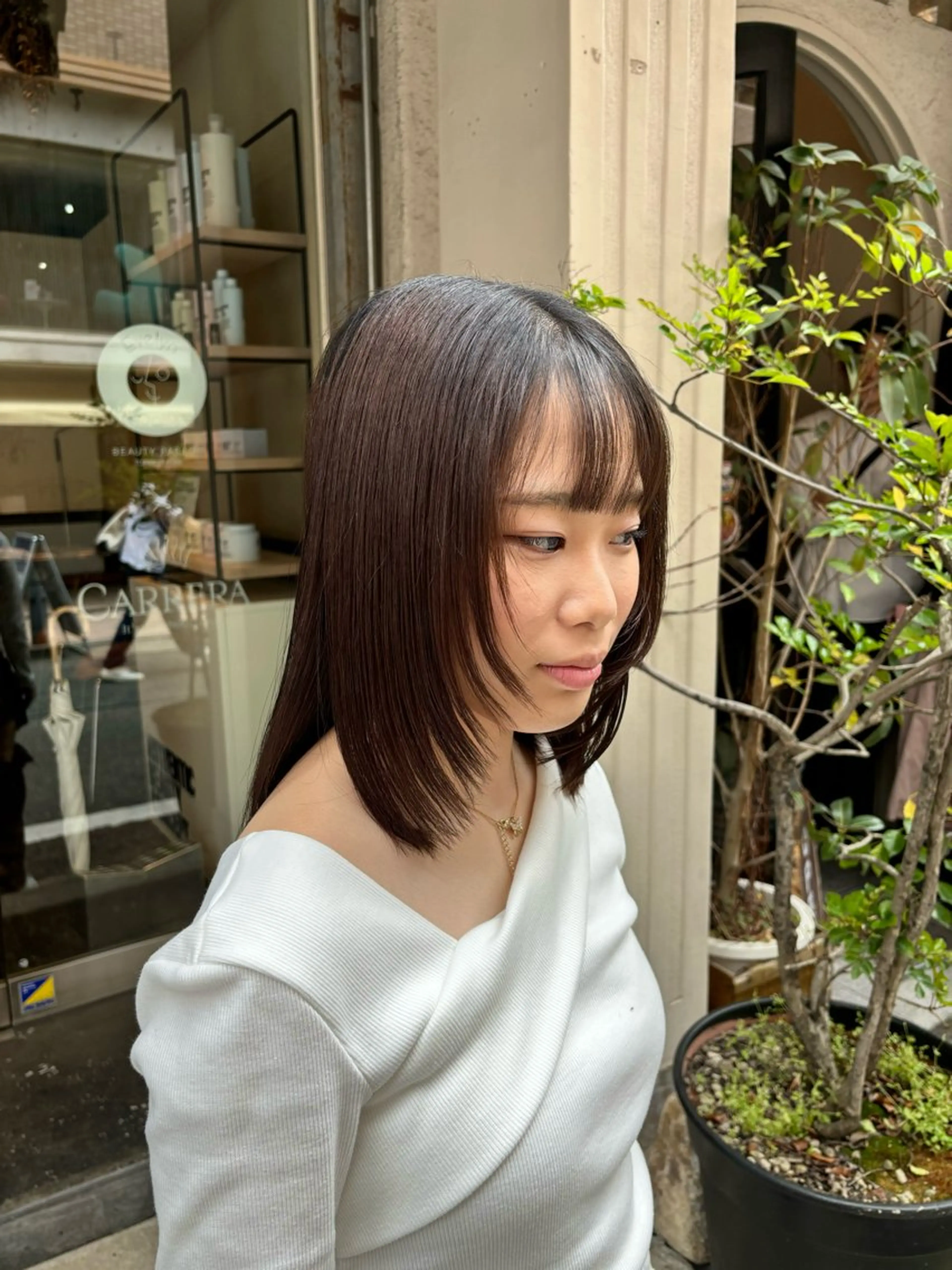 ミディアム 顔まわりレイヤー レイヤーカット 水原波津輝/ボブ /ニュアンスパーマのヘアスタイル