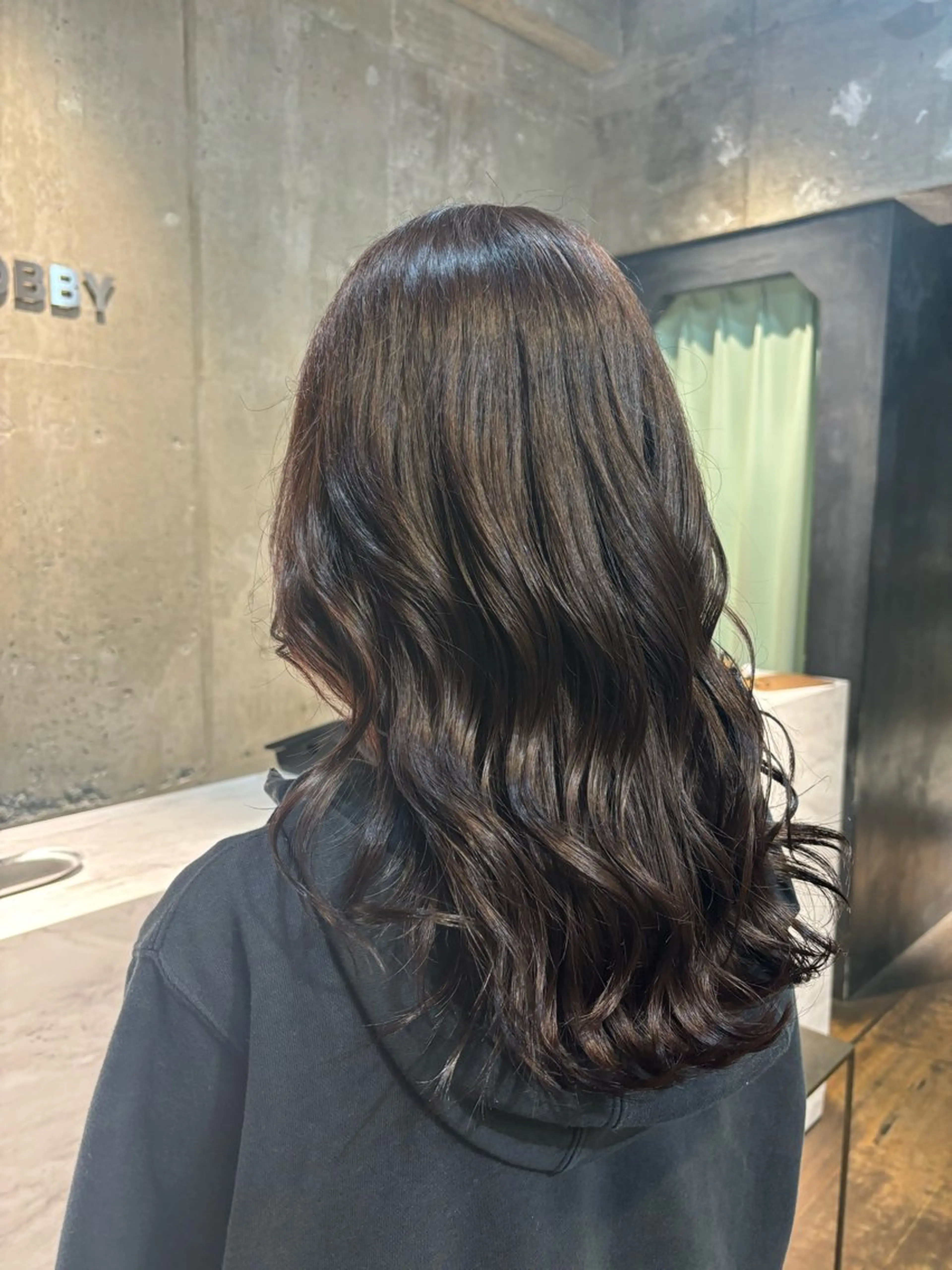 セミロング カラー ブラウンカラー ピンクカラー ピンクブラウン ショートパーマ 🫧ちひろ🫧のヘアスタイル