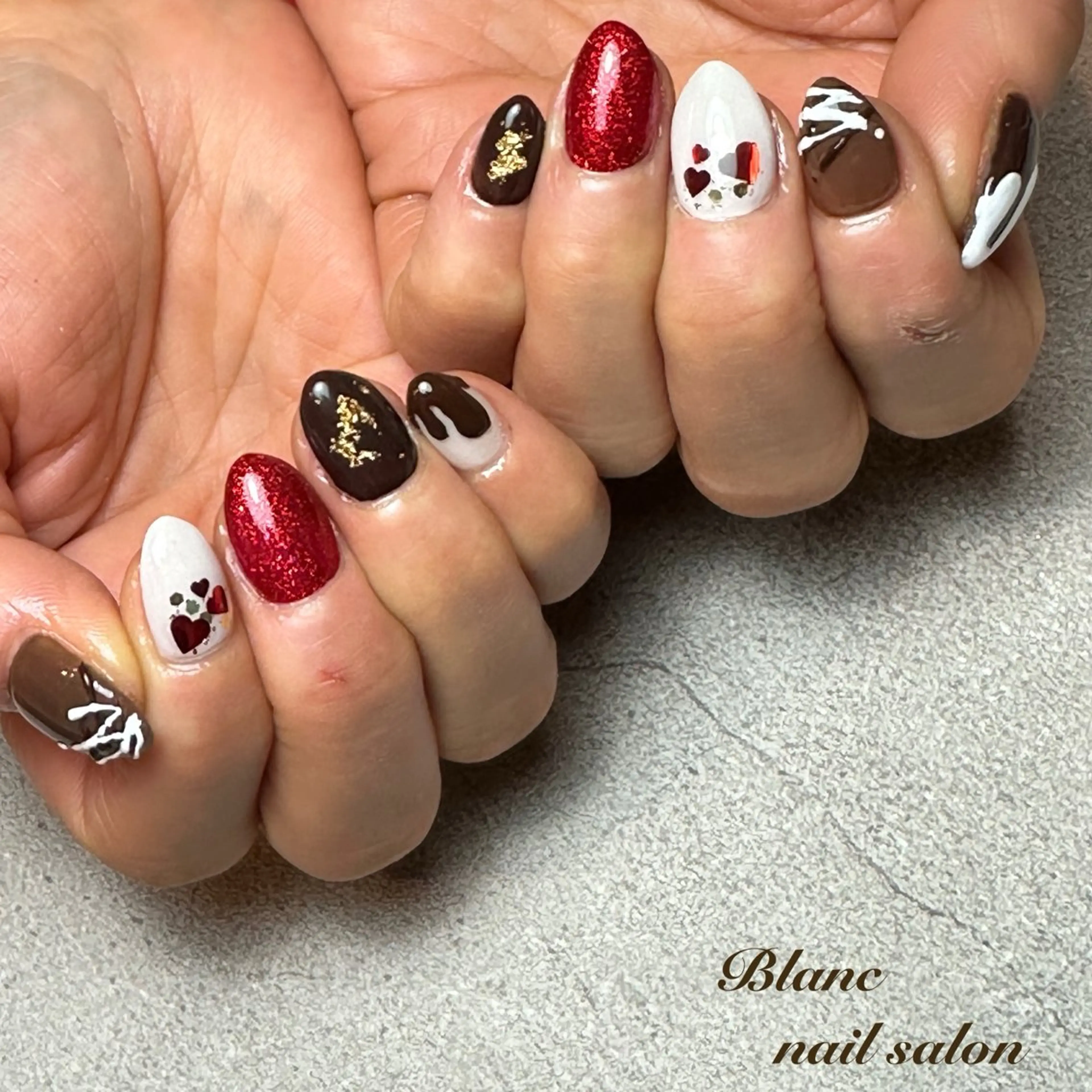ネイル ハート バレンタイン Blanc ブランのネイルデザイン