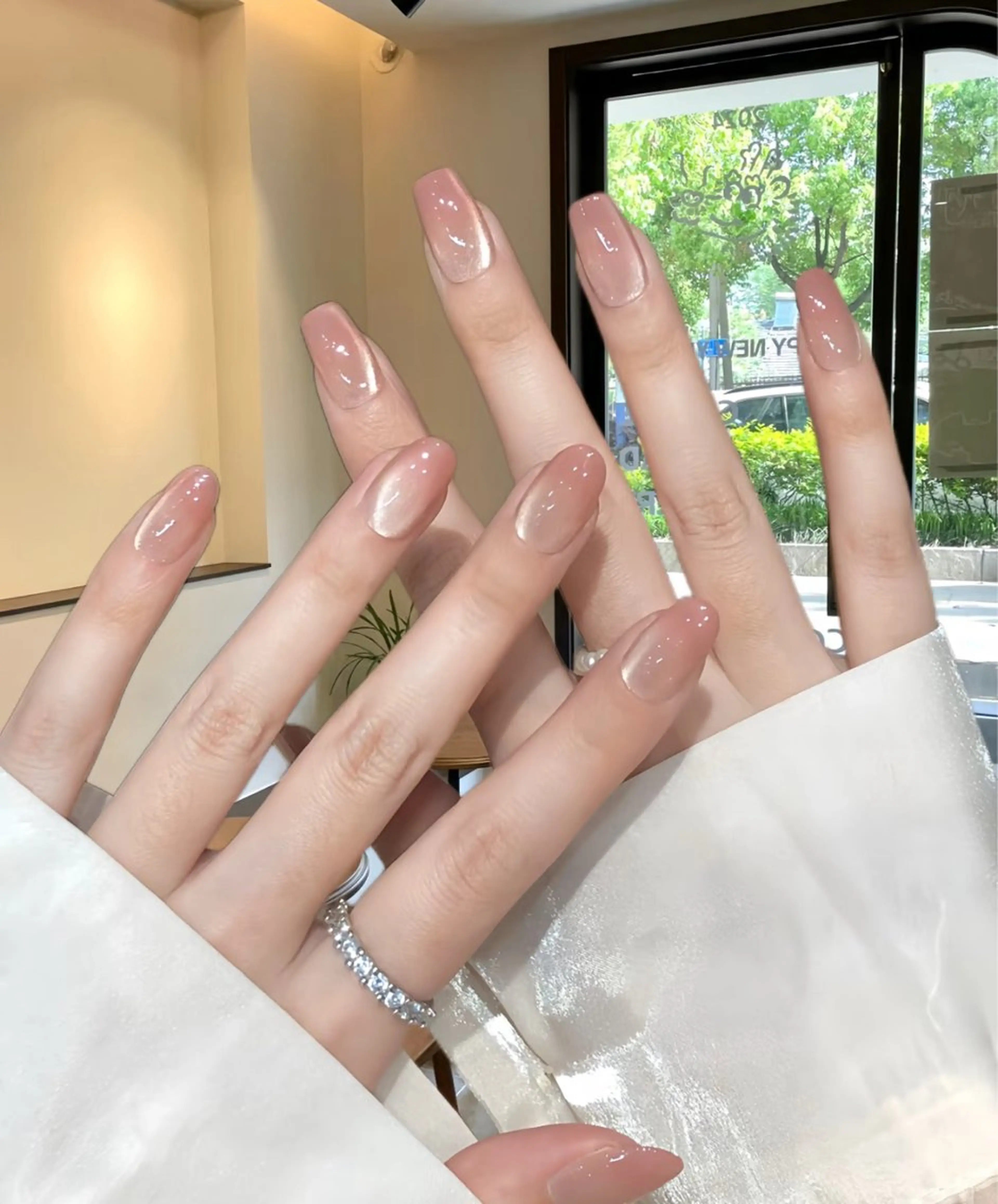 ネイル アートネイル オーロラネイル チークネイル フレンチネイル ガラスフレンチ ハンドネイル 🎀🎀YooLi Nail Salonのネイルデザイン