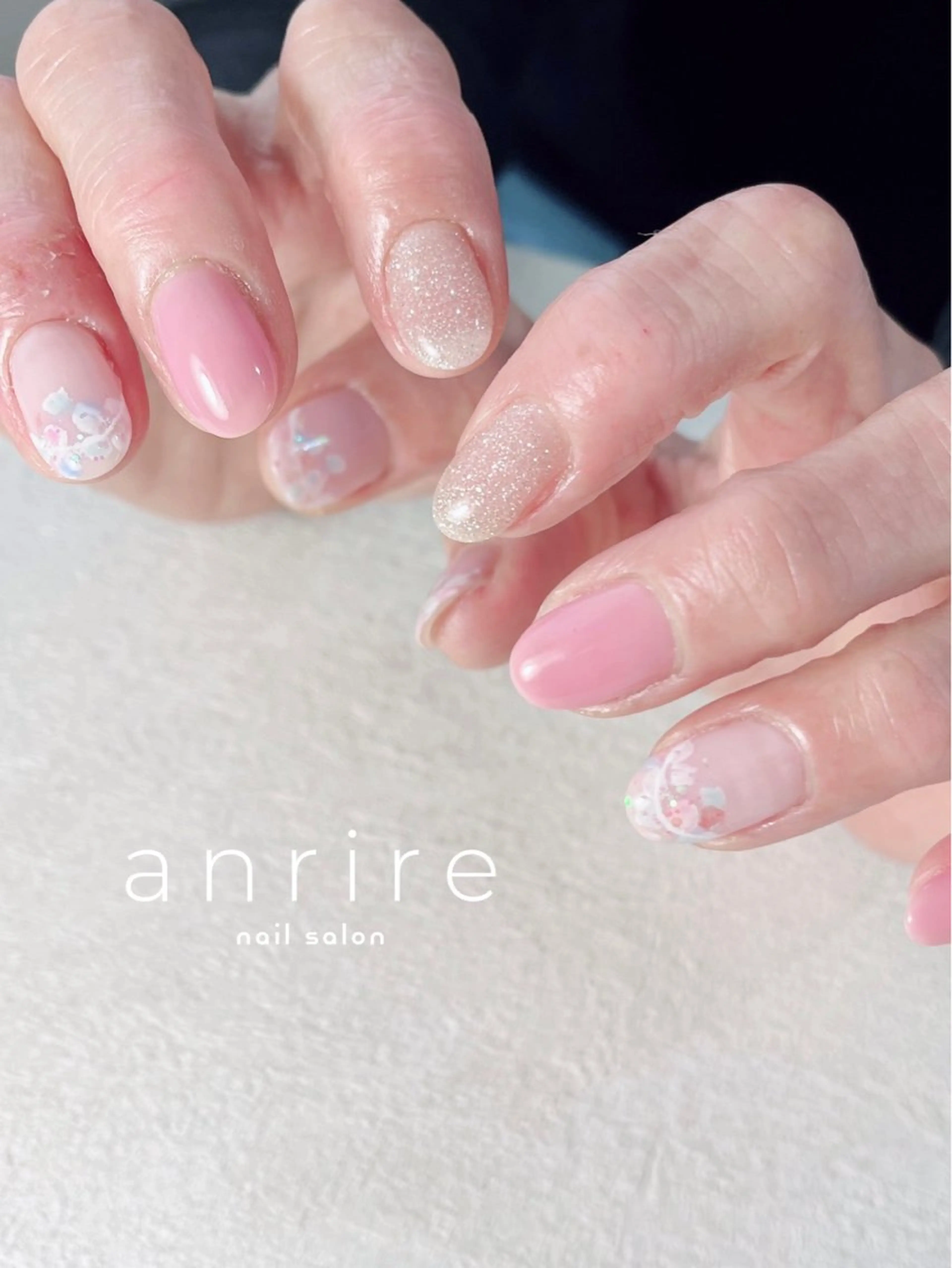 ネイル フラッシュネイル フラワーネイル フレンチネイル ジェルネイル キラキラネイル ハンドネイル nail salon anrire〜アンリール〜所属・nailsalon anrireのネイルデザイン