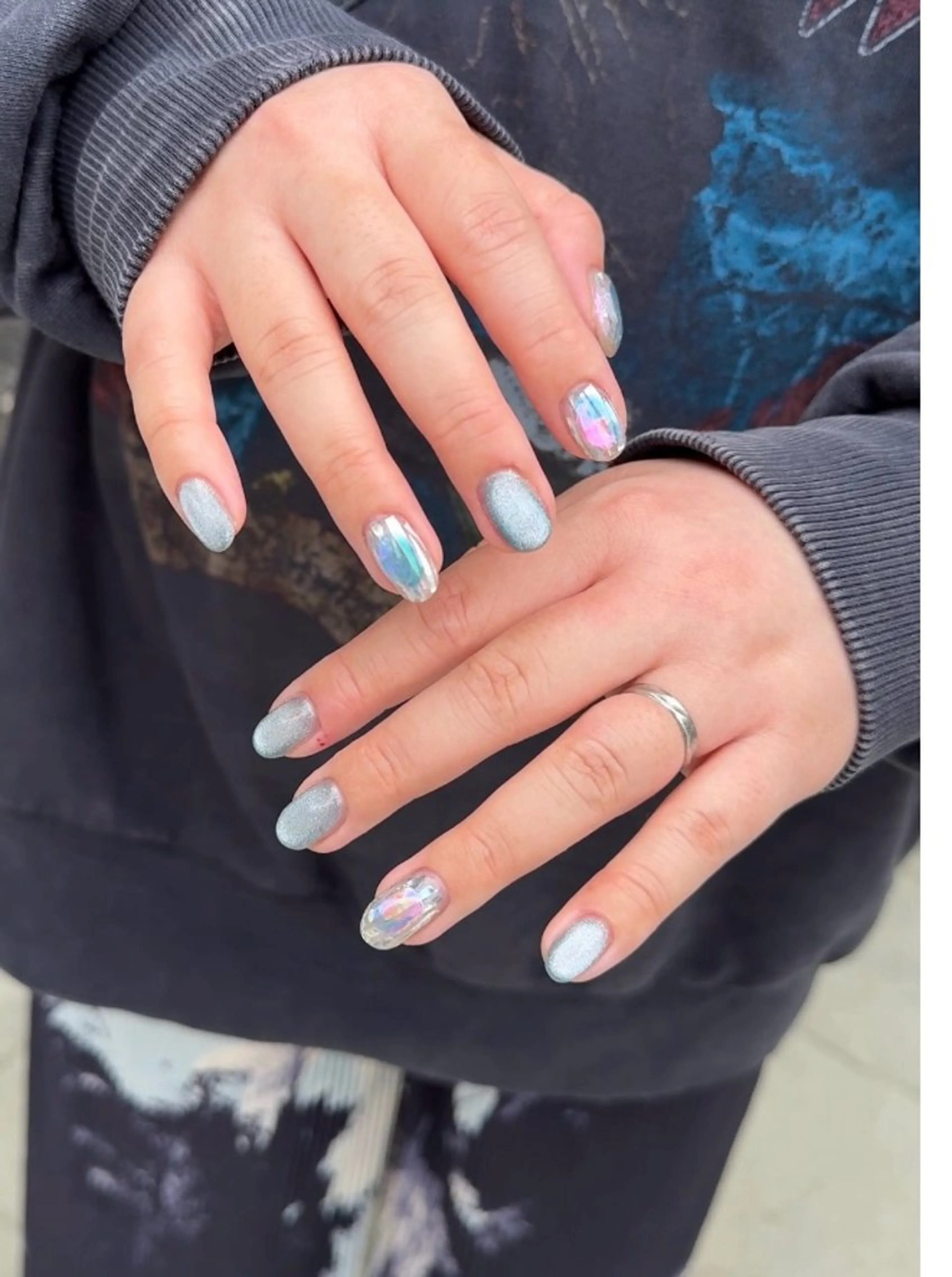 ネイル オーロラネイル 氷ネイル・うるうるネイル マグネットネイル popo nailのネイルデザイン