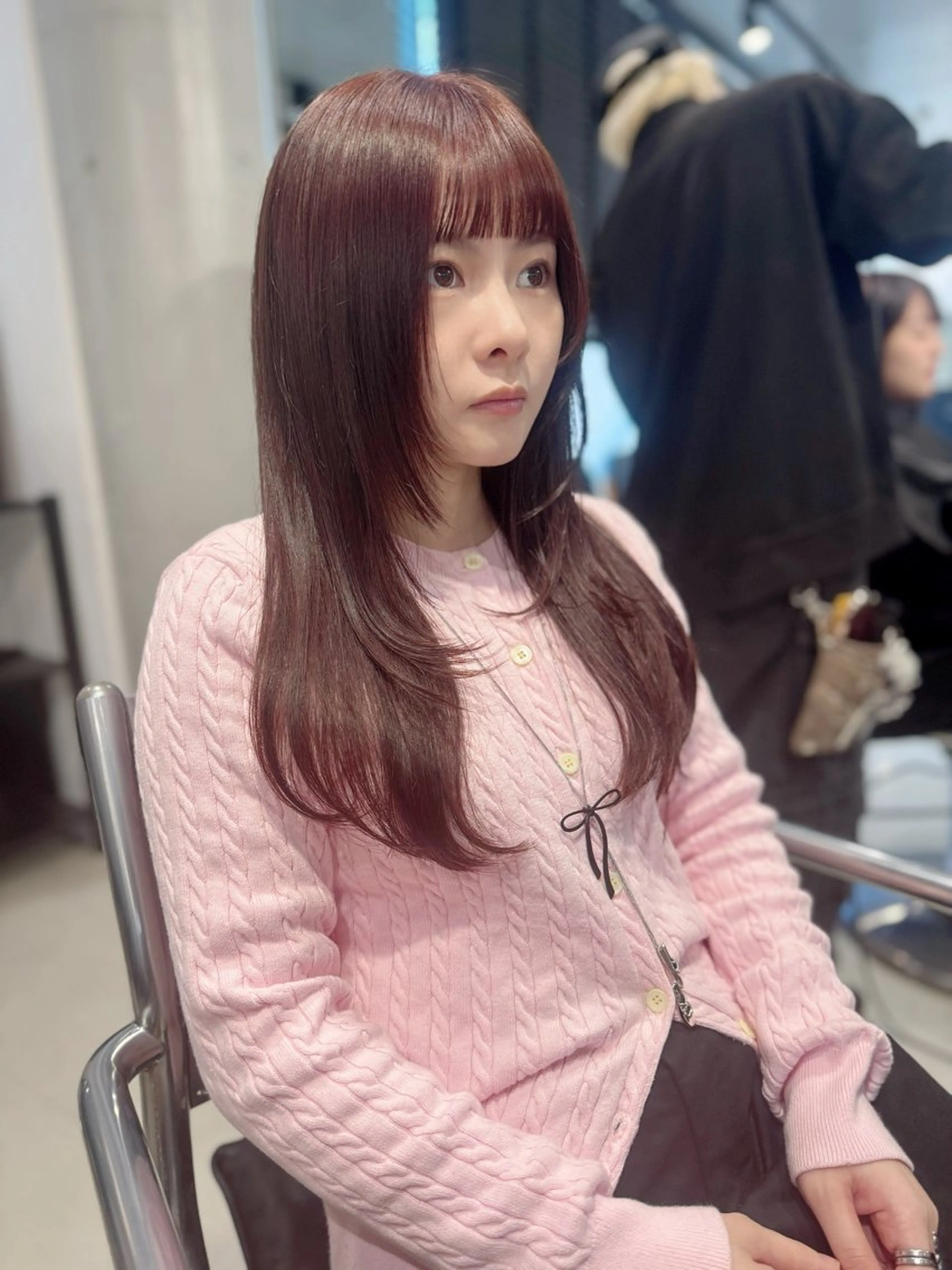 ロング カラー パーマ ヘアアレンジ ヘアカラー 透明感/オリーブ/ グレージュ/YUKAのヘアスタイル