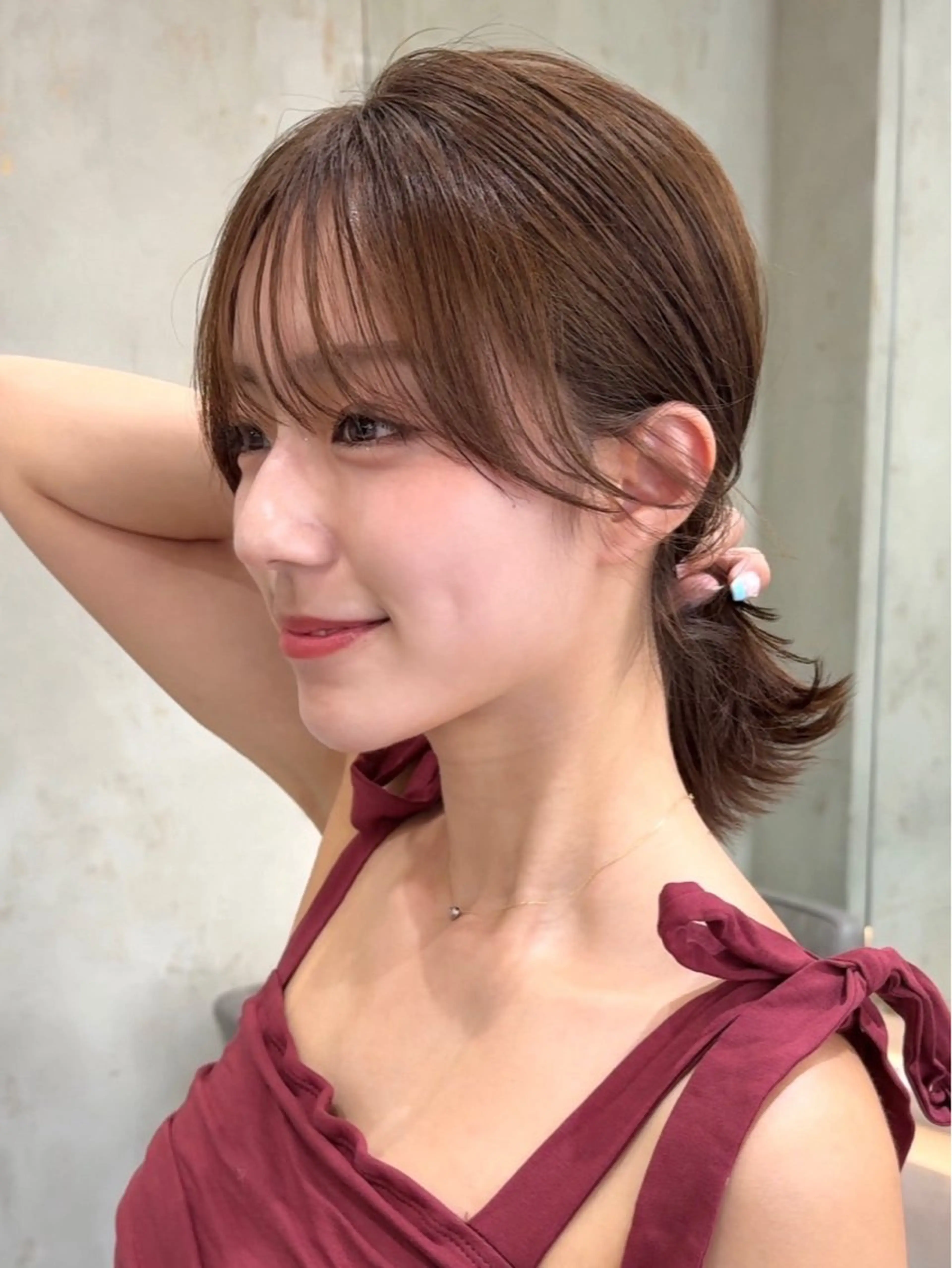 ショート カラー カット ヘアカラー トリートメント 莉乃/縮毛矯正/髪質 改善/艶カラーのヘアスタイル