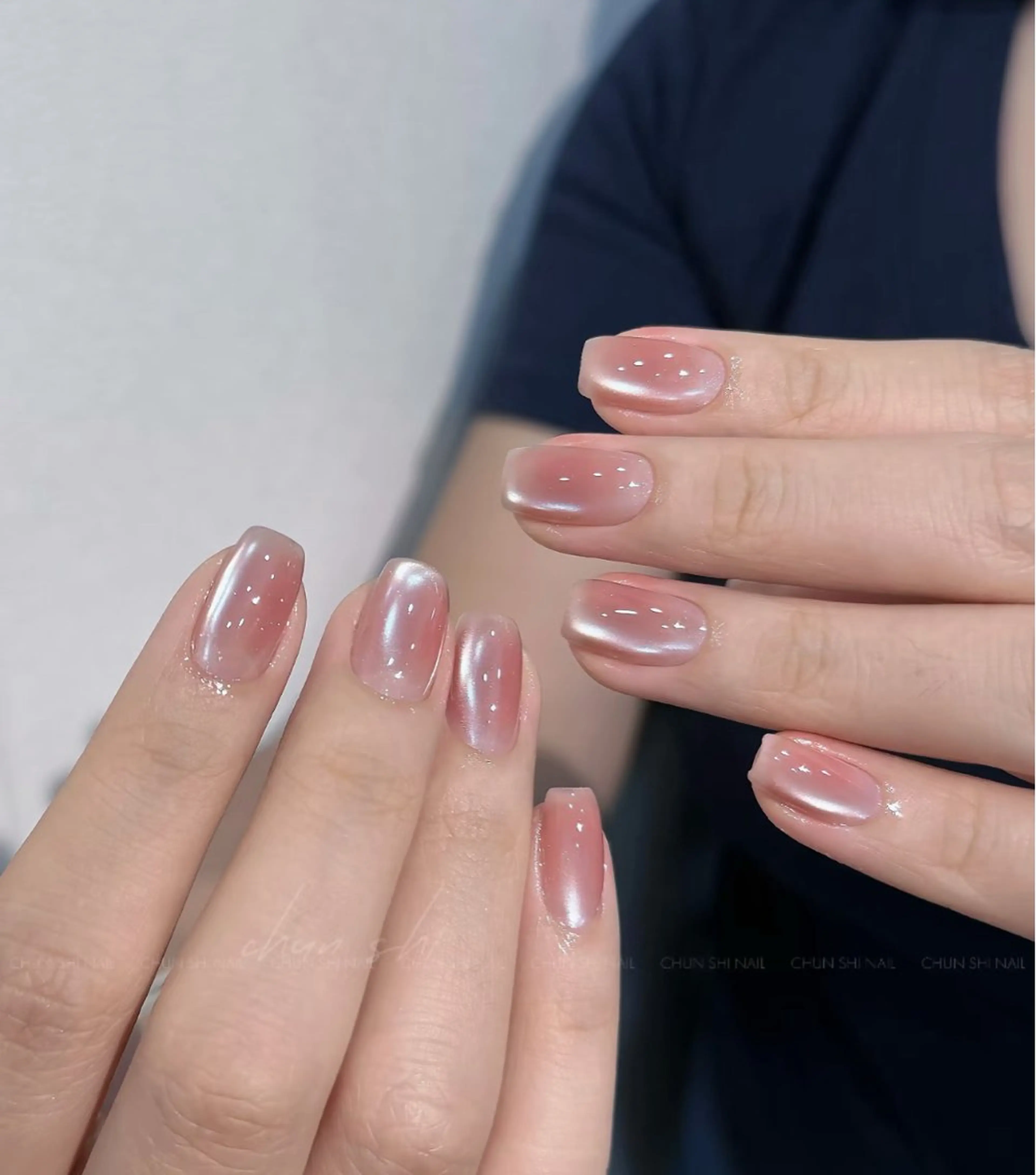 ネイル アートネイル オーロラネイル チークネイル フレンチネイル ガラスフレンチ ハンドネイル 🎀🎀YooLi Nail Salonのネイルデザイン