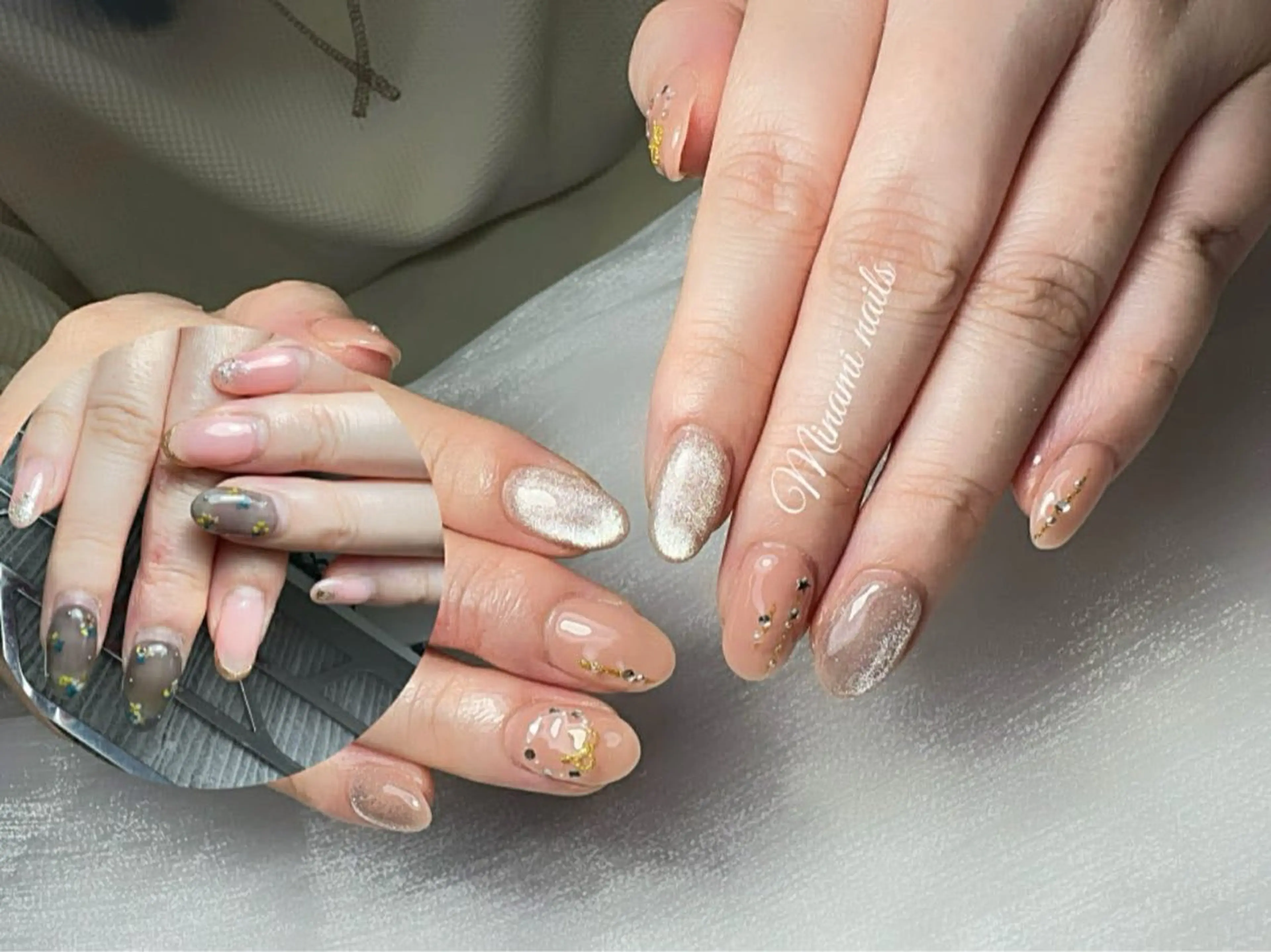 ネイル アートネイル オーロラネイル ガーリー キラキラネイル 韓国ネイル Minami Nailsのネイルデザイン