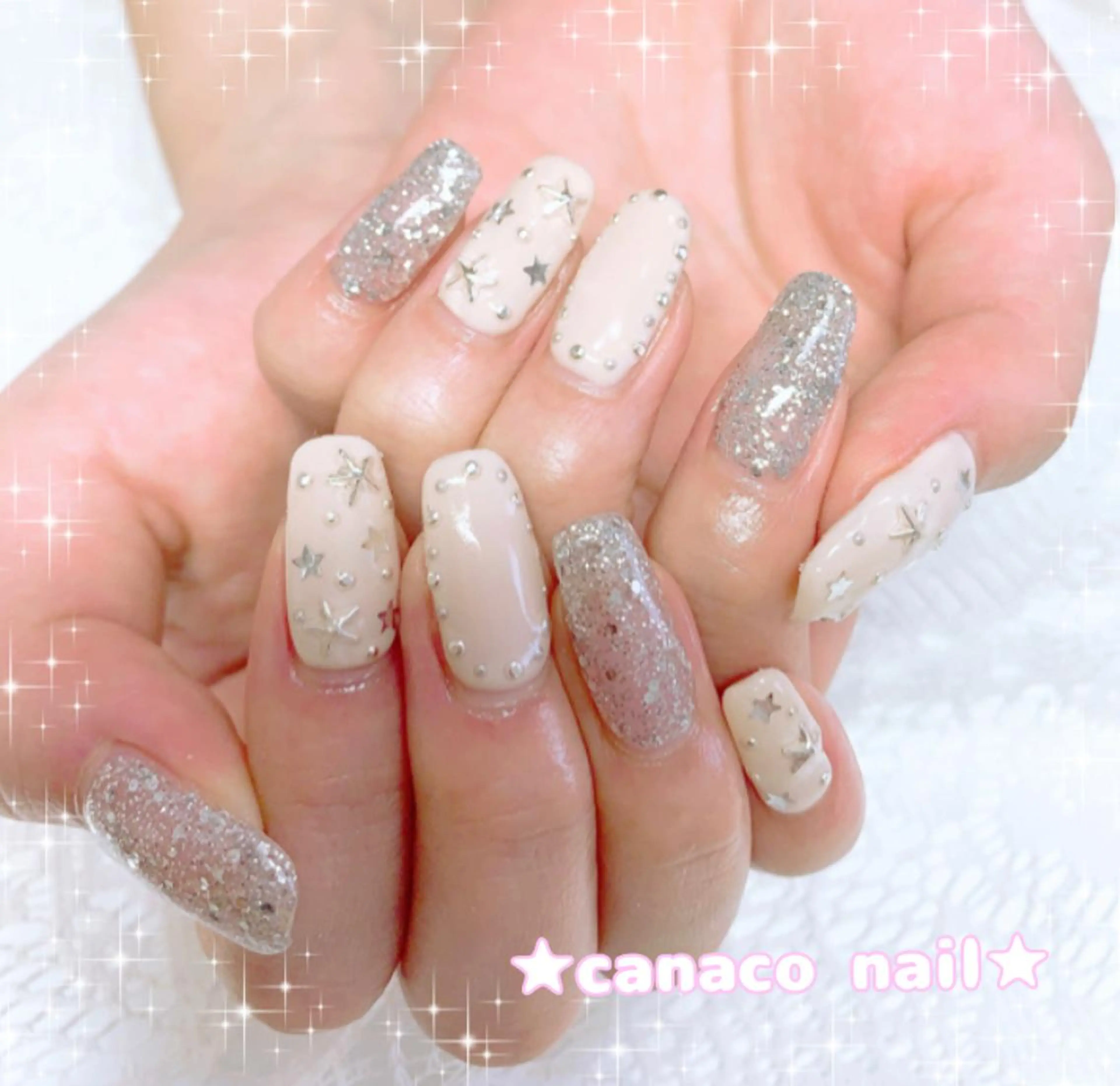 ネイル シルバー ハンドネイル ハンドケア ベテランネイル cnc  nailのネイルデザイン