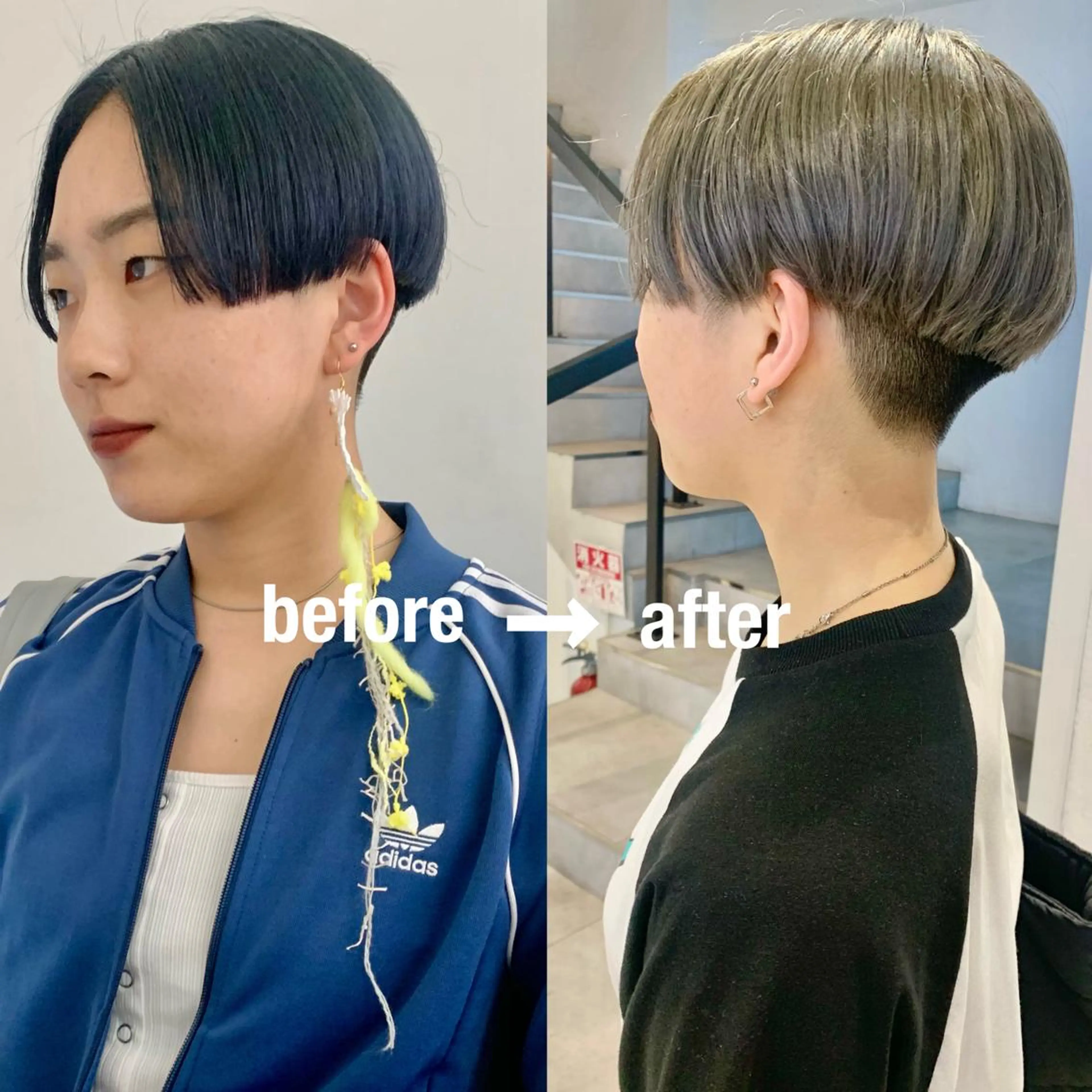 ショート カラー ブリーチ ネイビーカラー シルバー Kureha/ネイル トレンドヘアのネイルデザイン