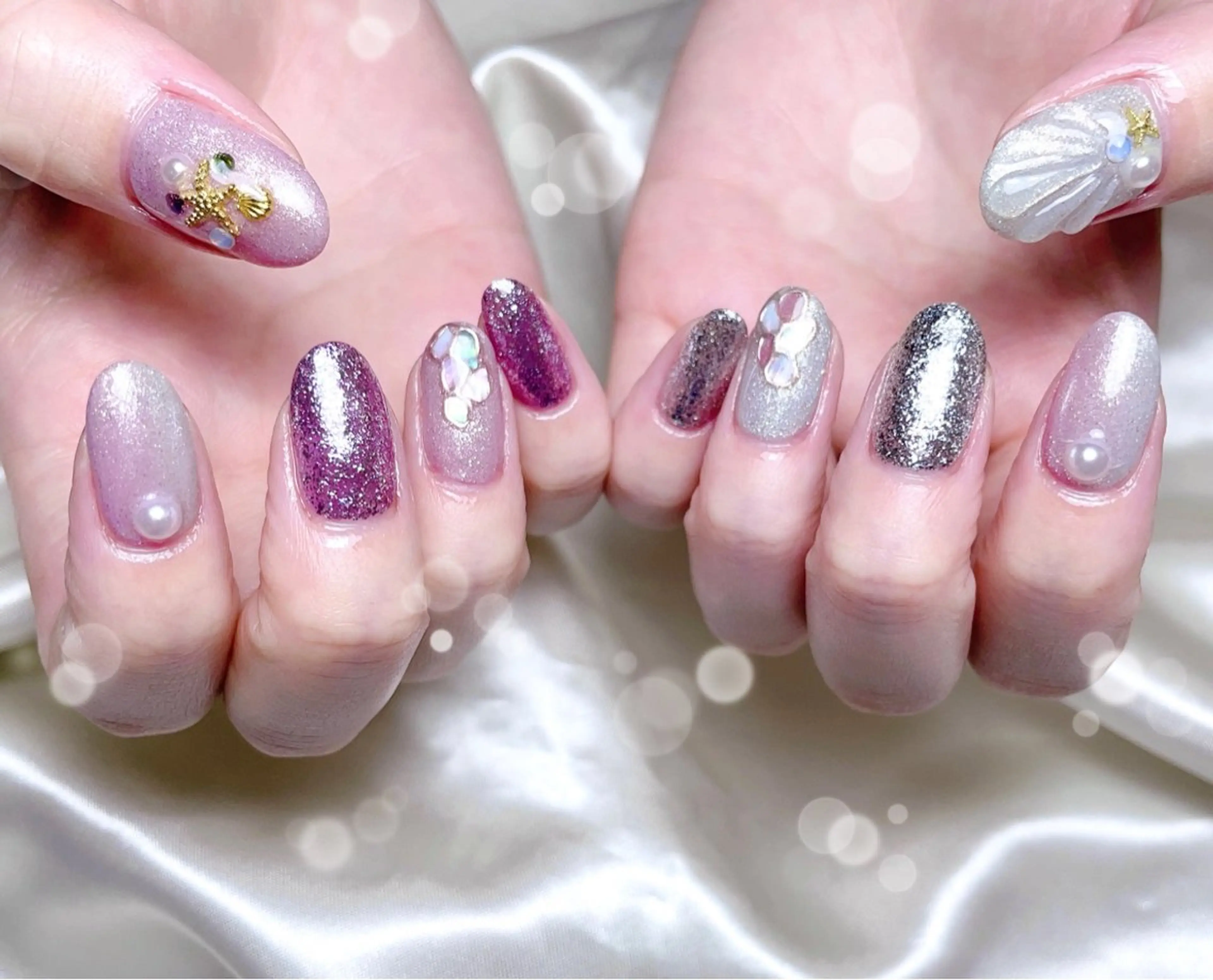 ネイル アートネイル キラキラネイル ハンドネイル FLARE NAIL フレアネイルのネイルデザイン