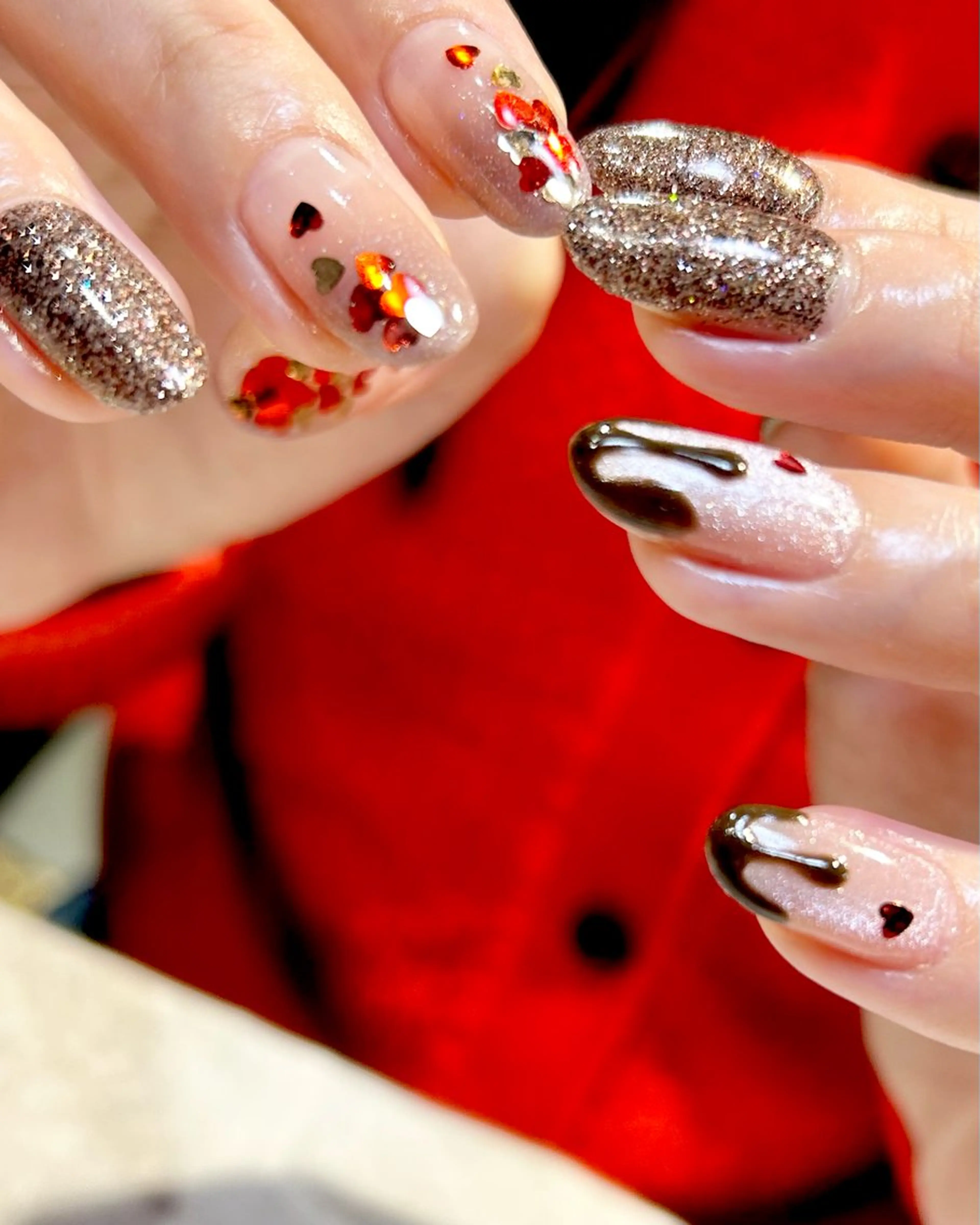 ネイル ハート バレンタイン ハンドネイル nail salon Aymのネイルデザイン