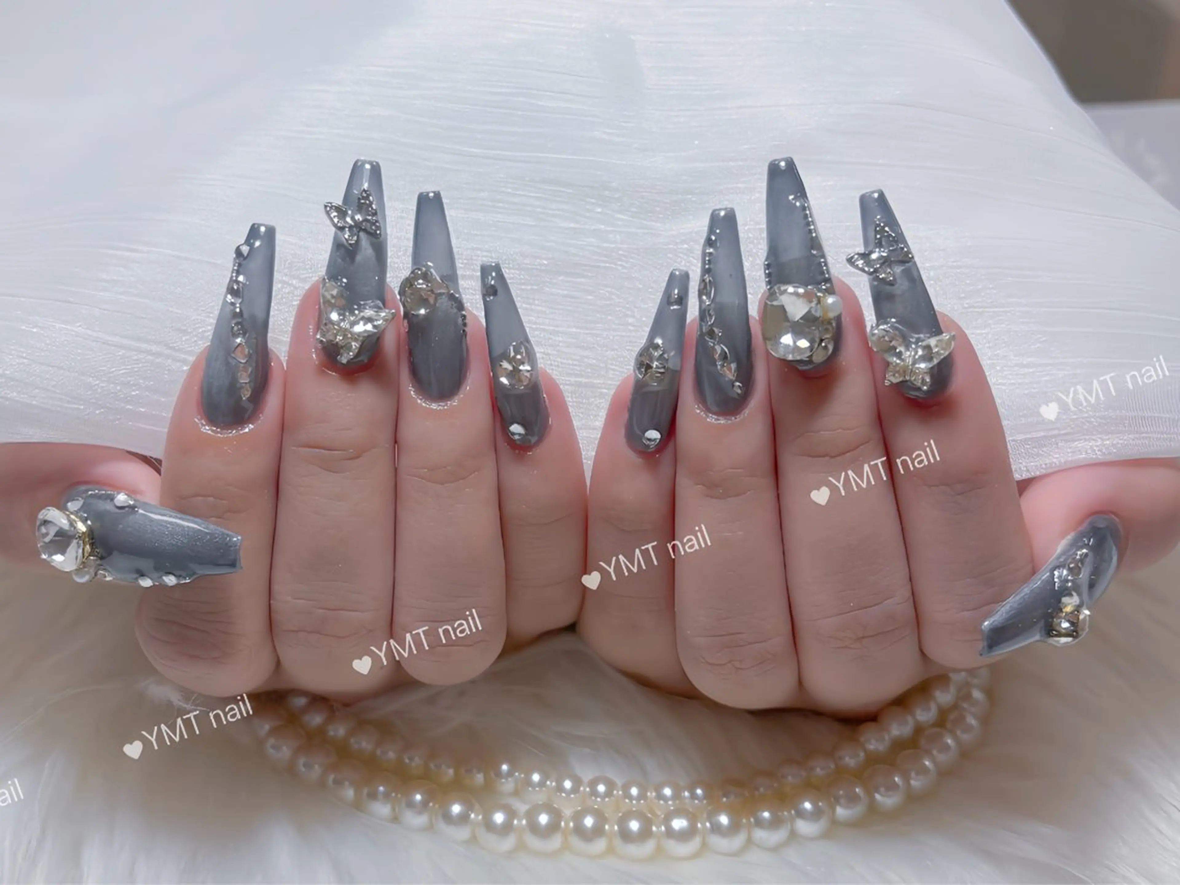 ネイル 長さ出し フットネイル ジェルネイル 韓国ネイル マグネットネイル ハンドネイル YMT NailStudioのネイルデザイン
