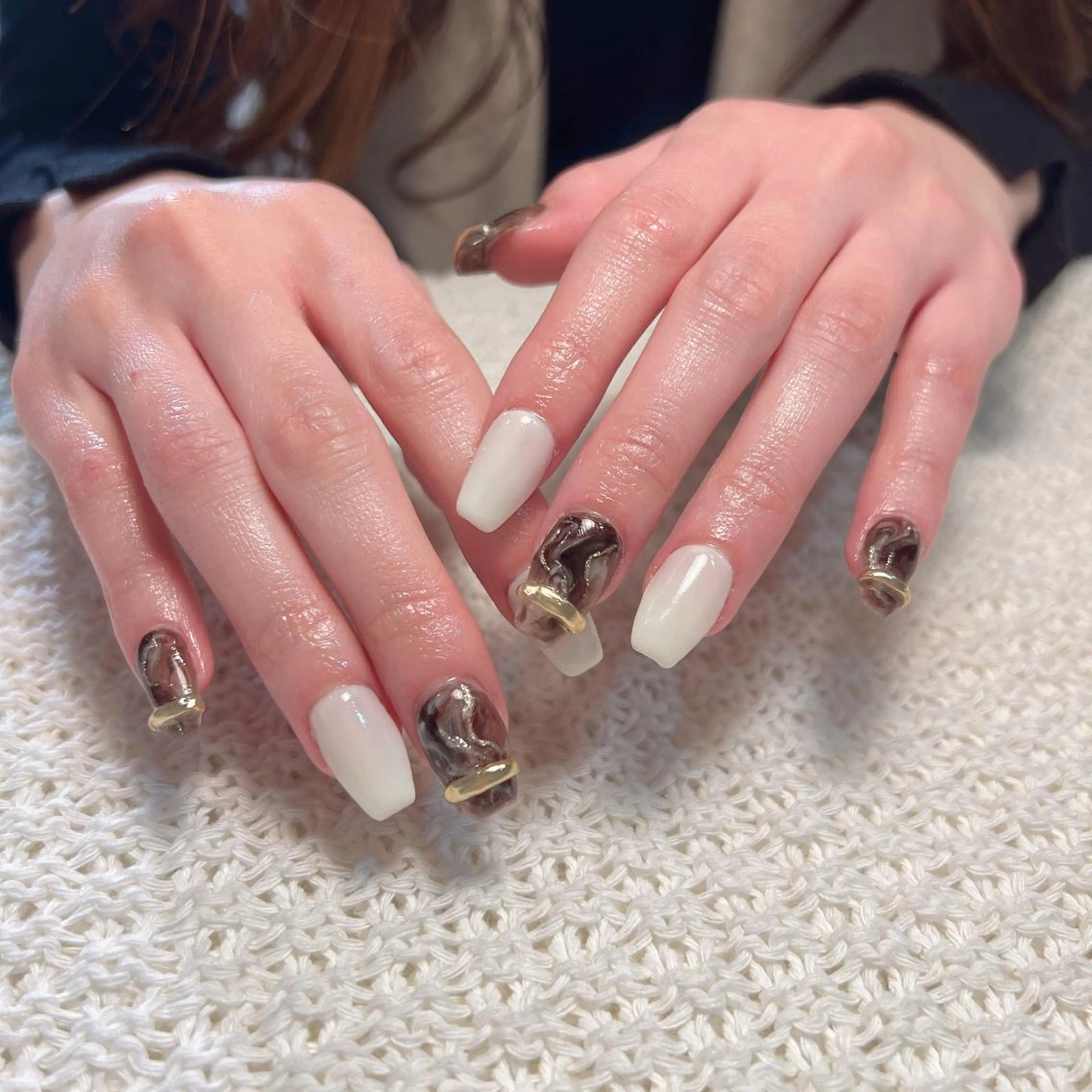 ネイル アートネイル 長さ出し フラッシュネイル フレンチネイル ジェルネイル You&Me Yukiのネイルデザイン