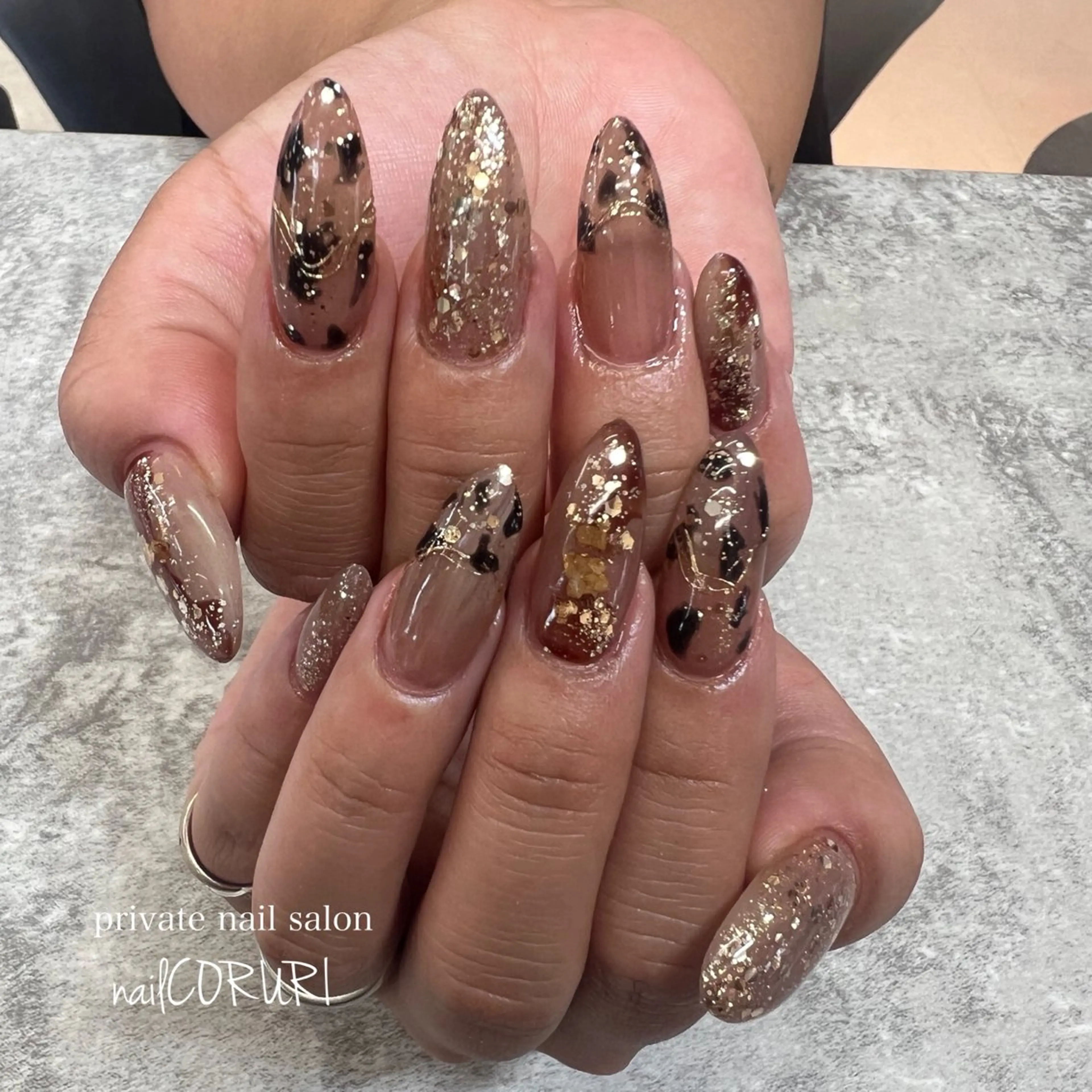 ネイル アートネイル べっ甲ネイル フットネイル キラキラネイル 韓国ネイル nail CORURIのネイルデザイン