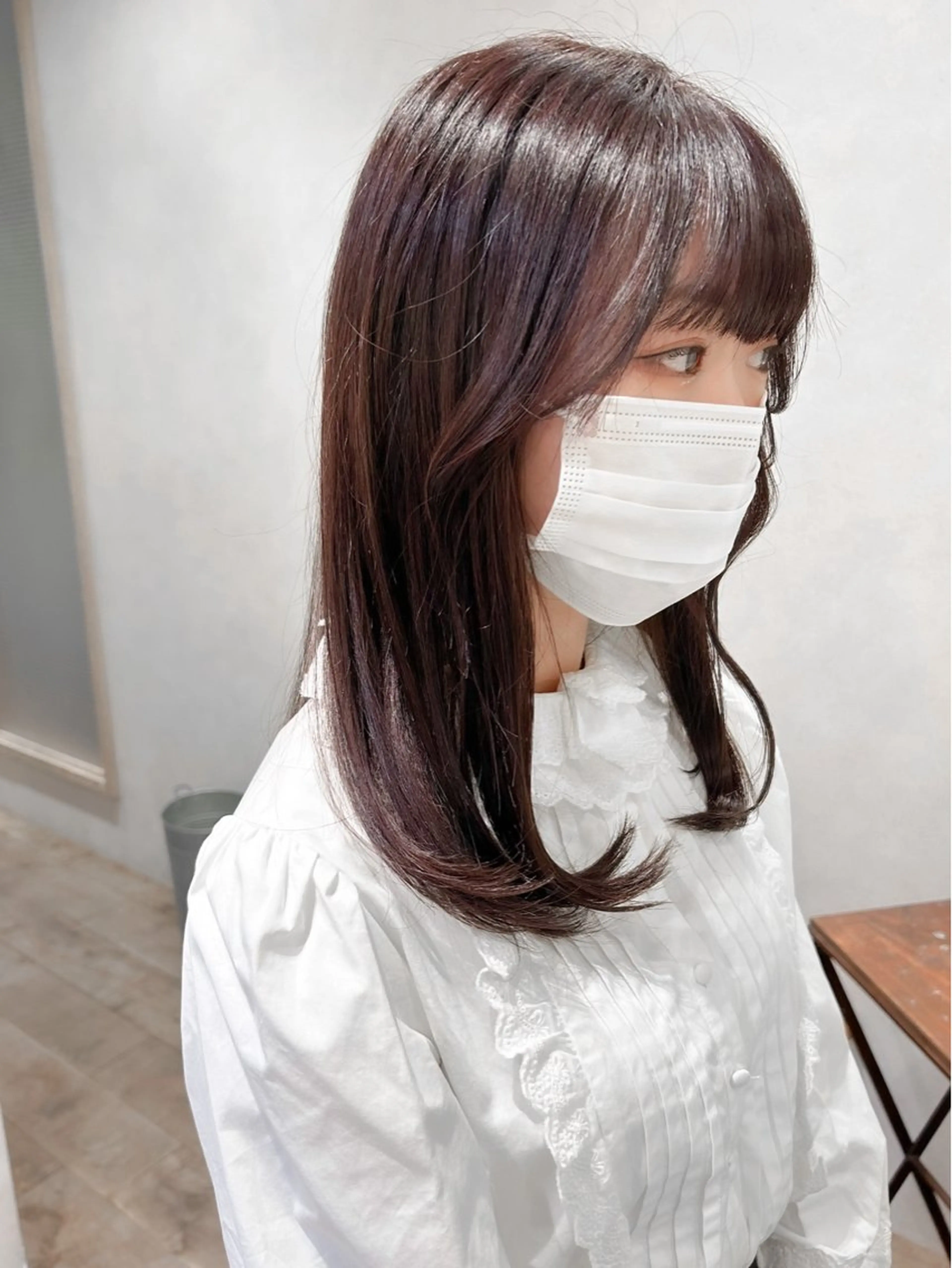 ミディアム カラー ブリーチ ラベンダーカラー ブリーチなしカラー ピンクカラー ピンクラベンダー 艶透明感カラー/ ルーズパーマ/田中のヘアスタイル