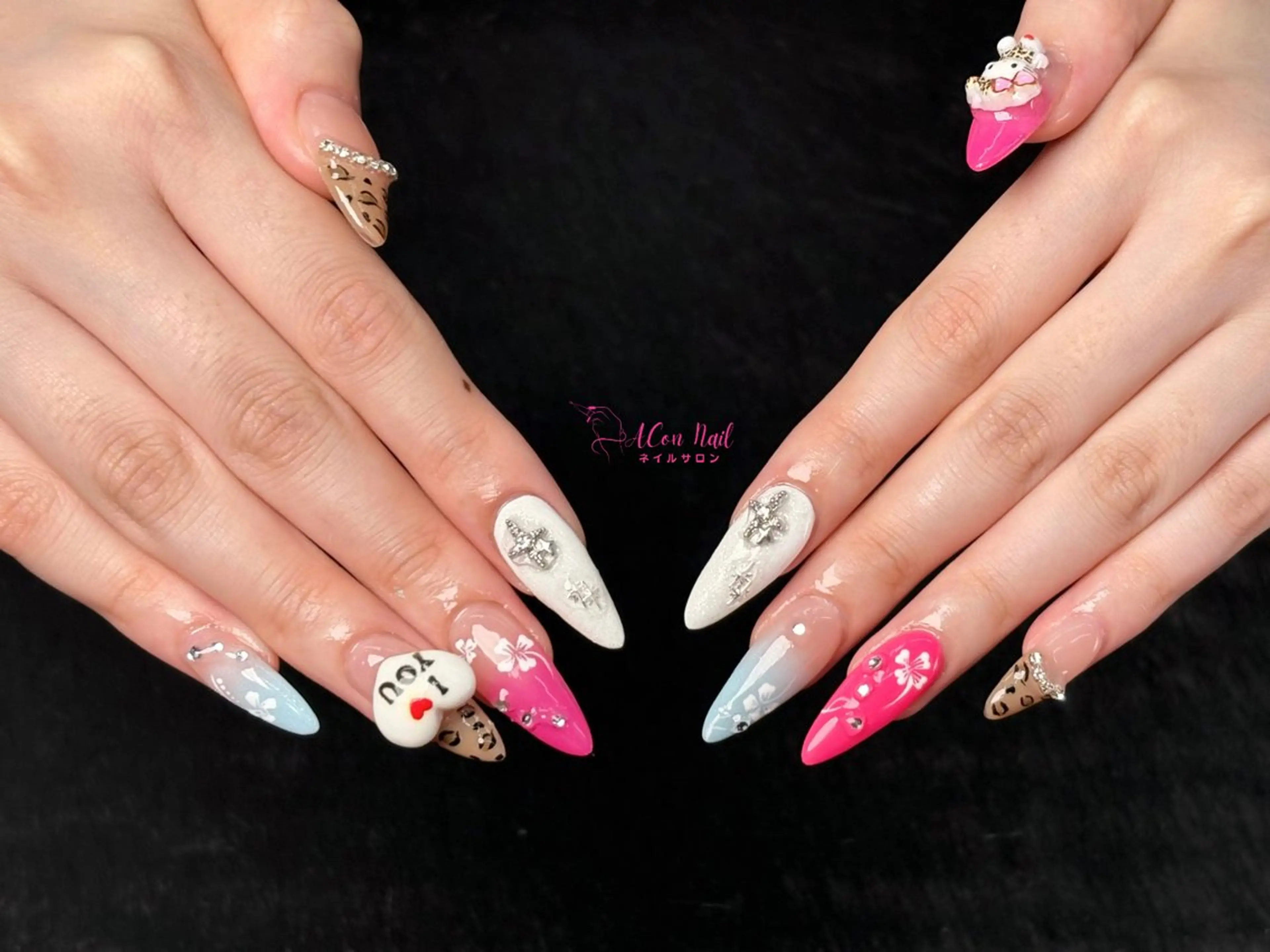 ネイル 桜ネイル 長さ出し フラワーネイル フレンチネイル ジェルネイル ハンドネイル ACon NailSalonのネイルデザイン