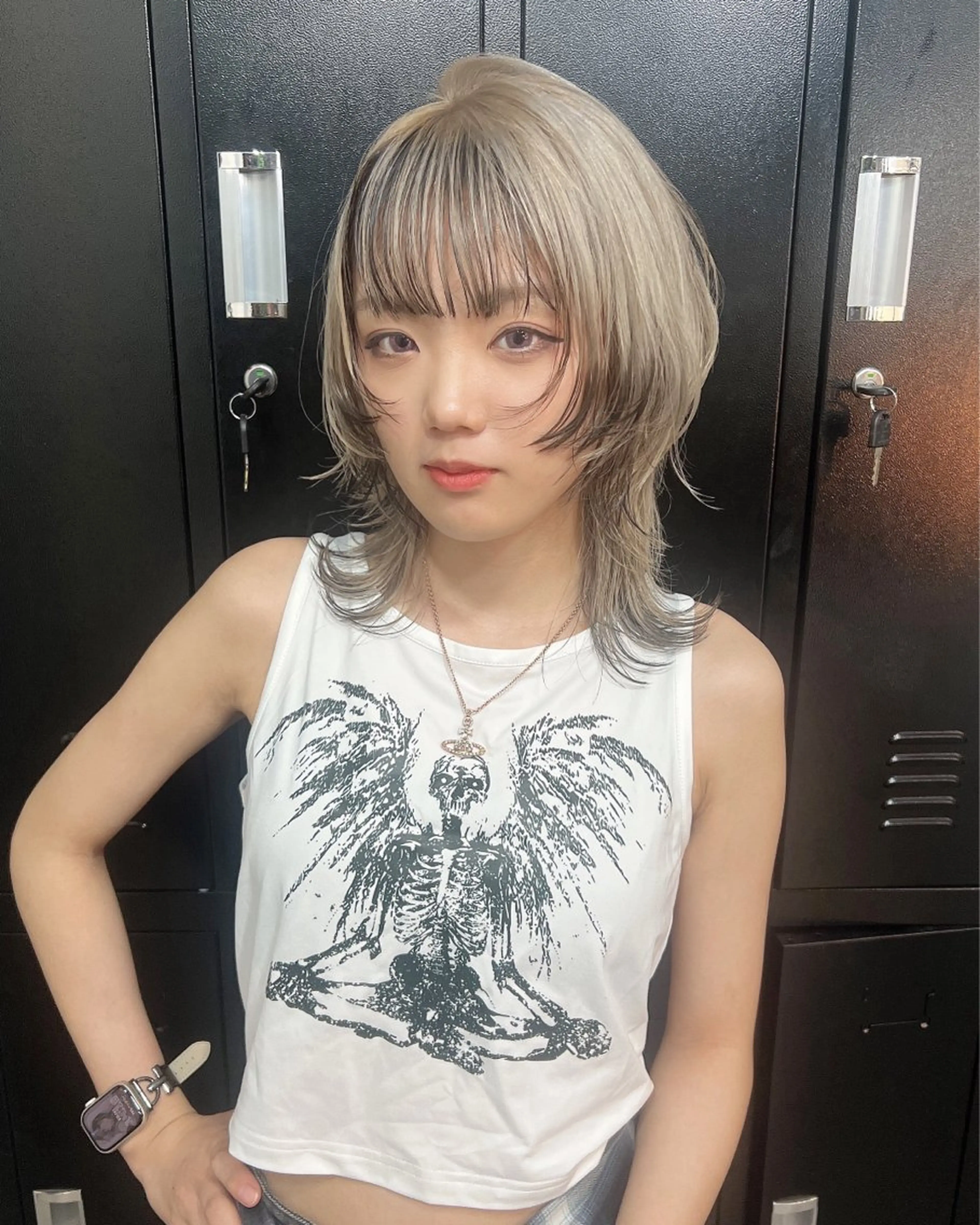 セミロング ブリーチ/ウルフ ハッシュカット/石山のヘアスタイル