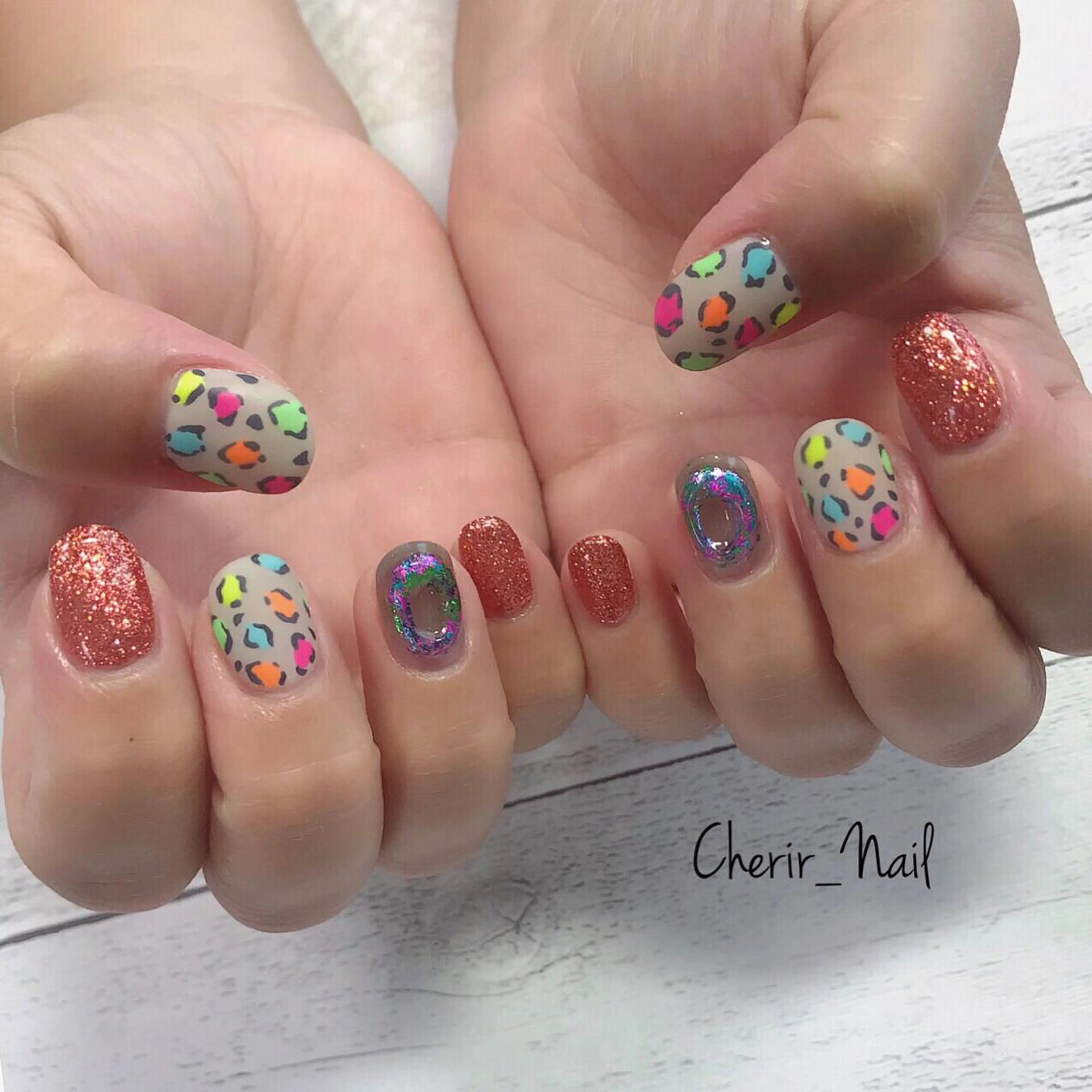 ネイル アートネイル ブラウン クリアネイル ラメ(グリッター) マットネイル Cherirnail kaoriのネイルデザイン