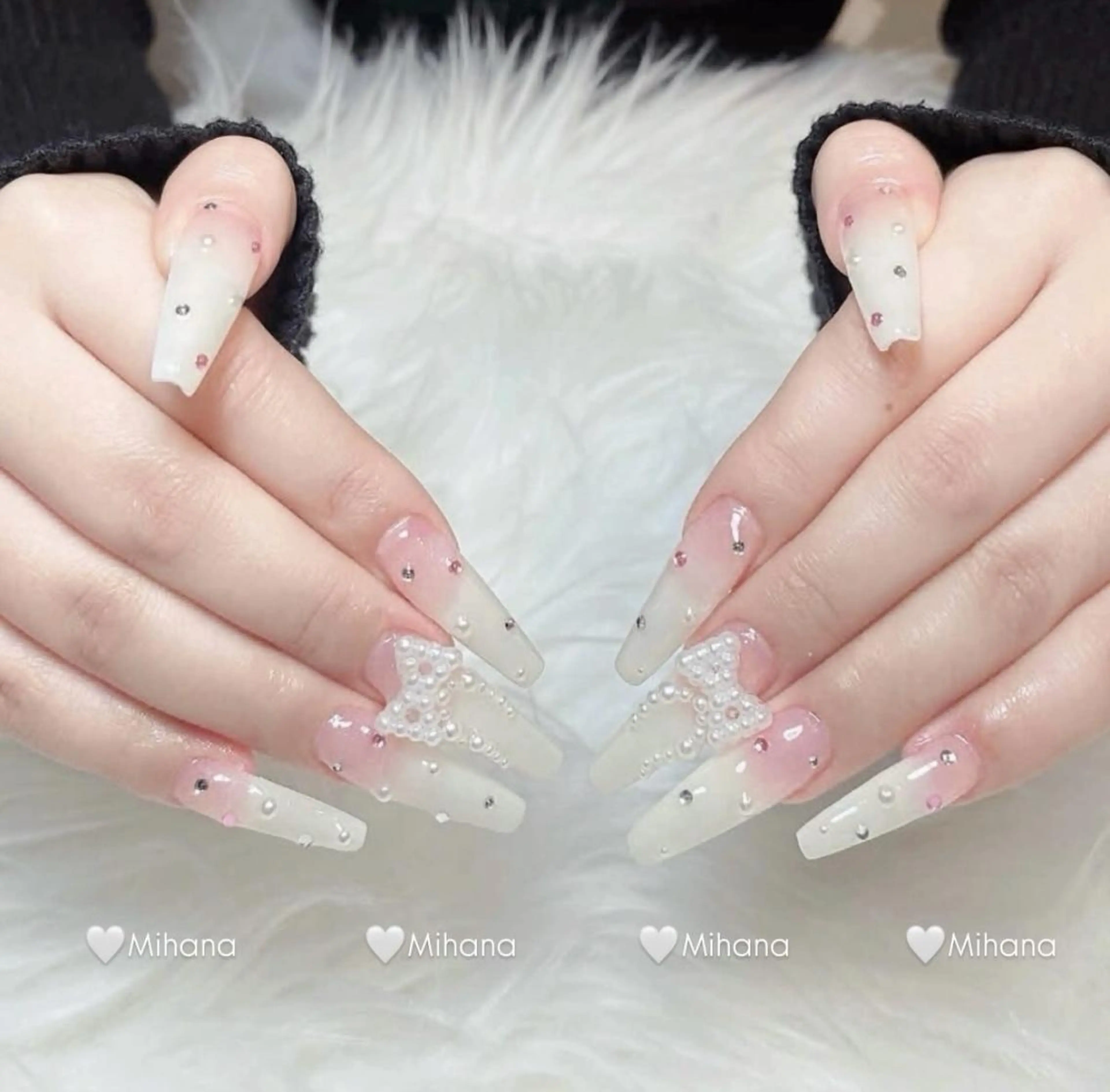 ネイル 長さ出し フレンチネイル グラデーション 卒業式 マグネットネイル ハンドネイル MIHANA NAILのネイルデザイン