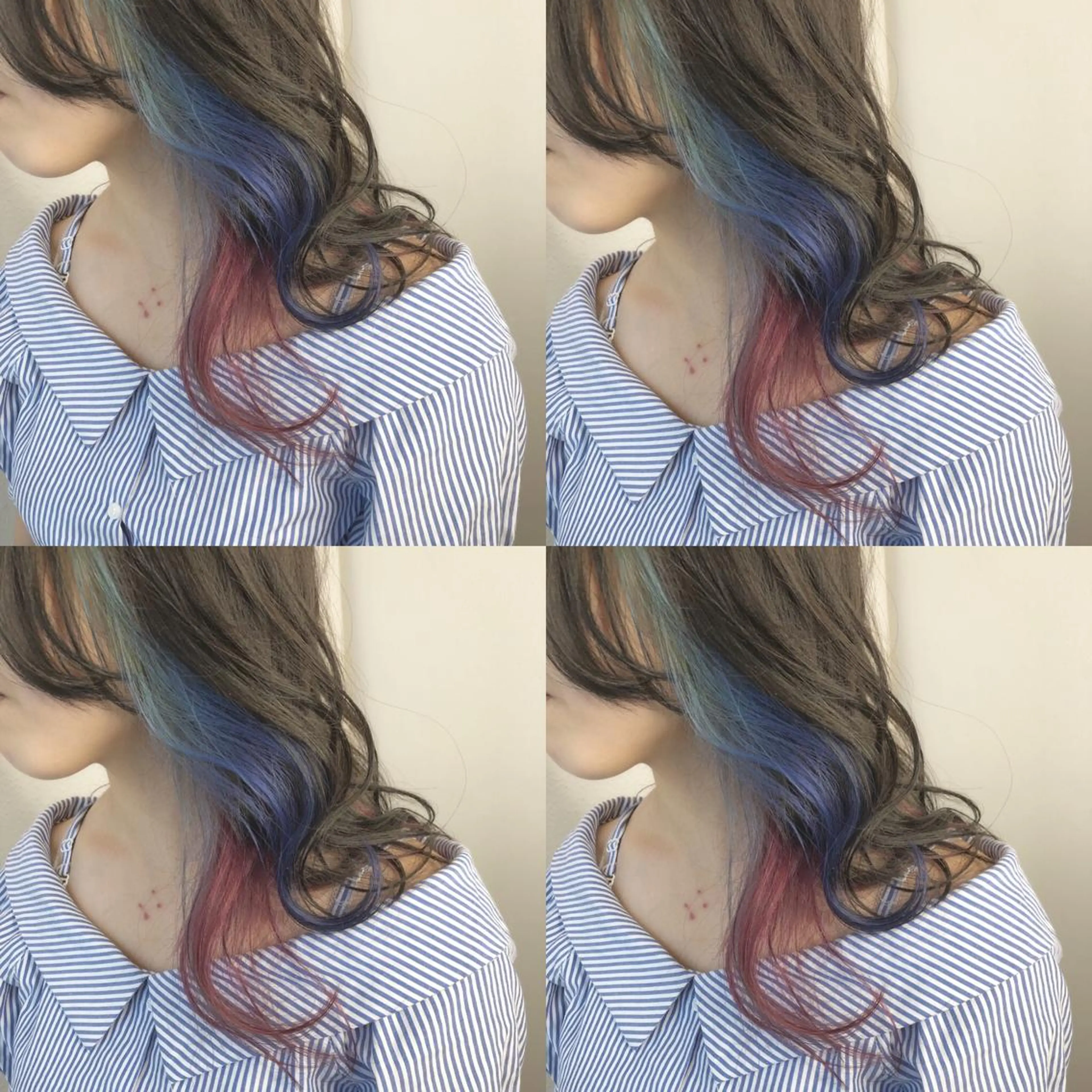 ロング カラー ブルーカラー インナーカラー ピンクカラー あさだ しゅうたろうのヘアスタイル