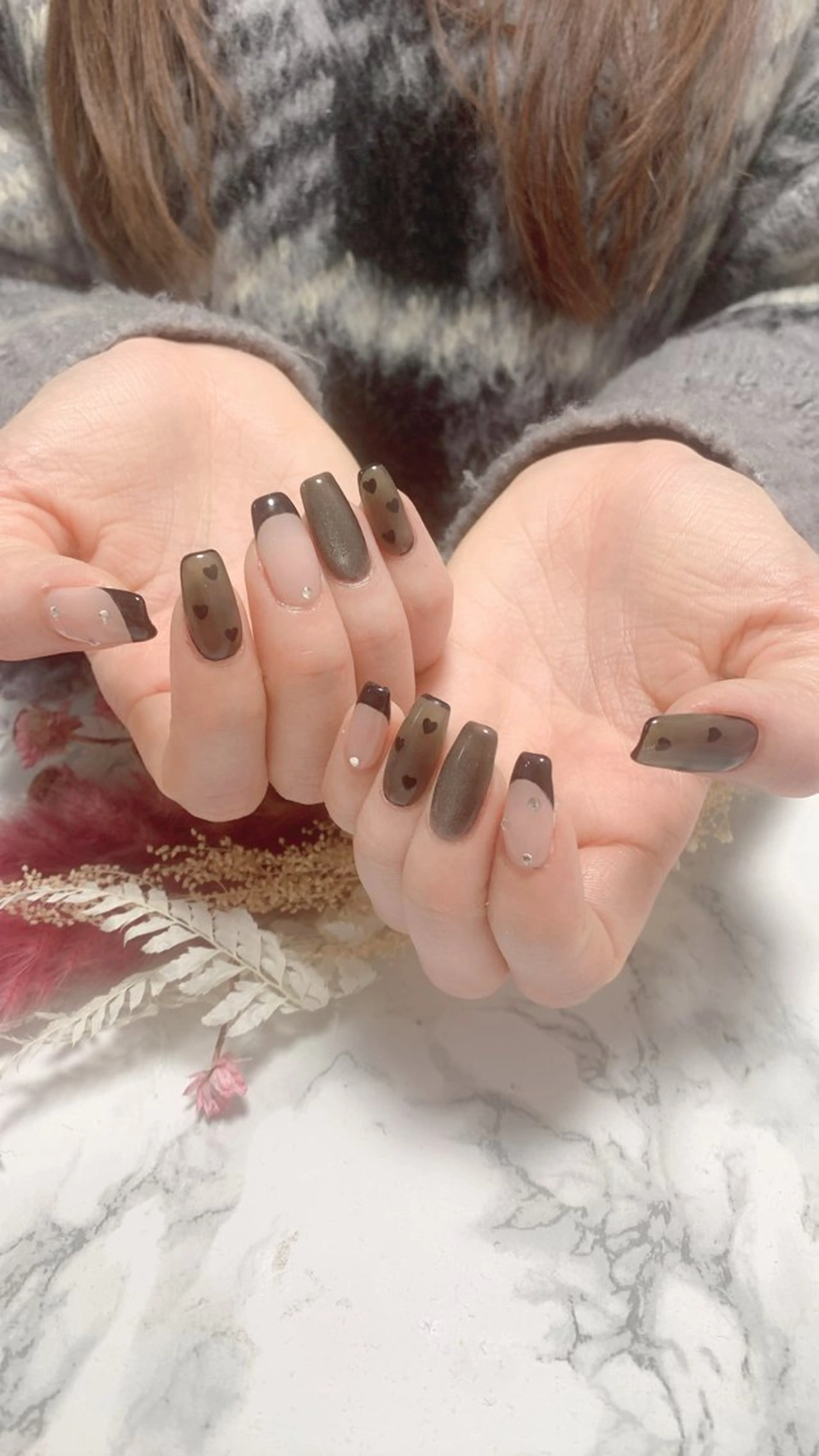 ネイル はな💎ネイル ワンホン、長さ出しのネイルデザイン