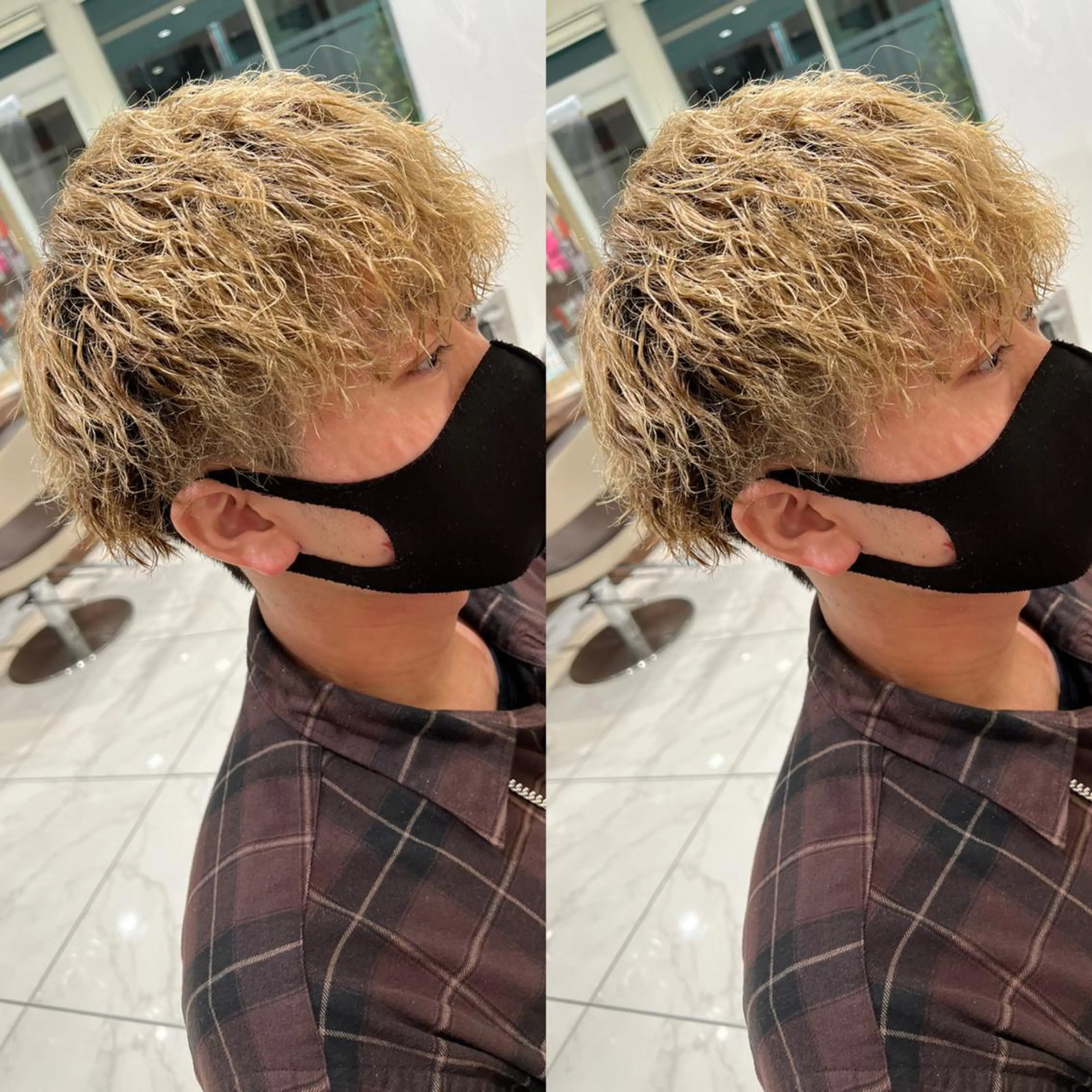 ショート カラー パーマ ヘアアレンジ メンズ パーマ 盛れる韓国ヘア♡ 🌻鈴木花🌈のヘアスタイル