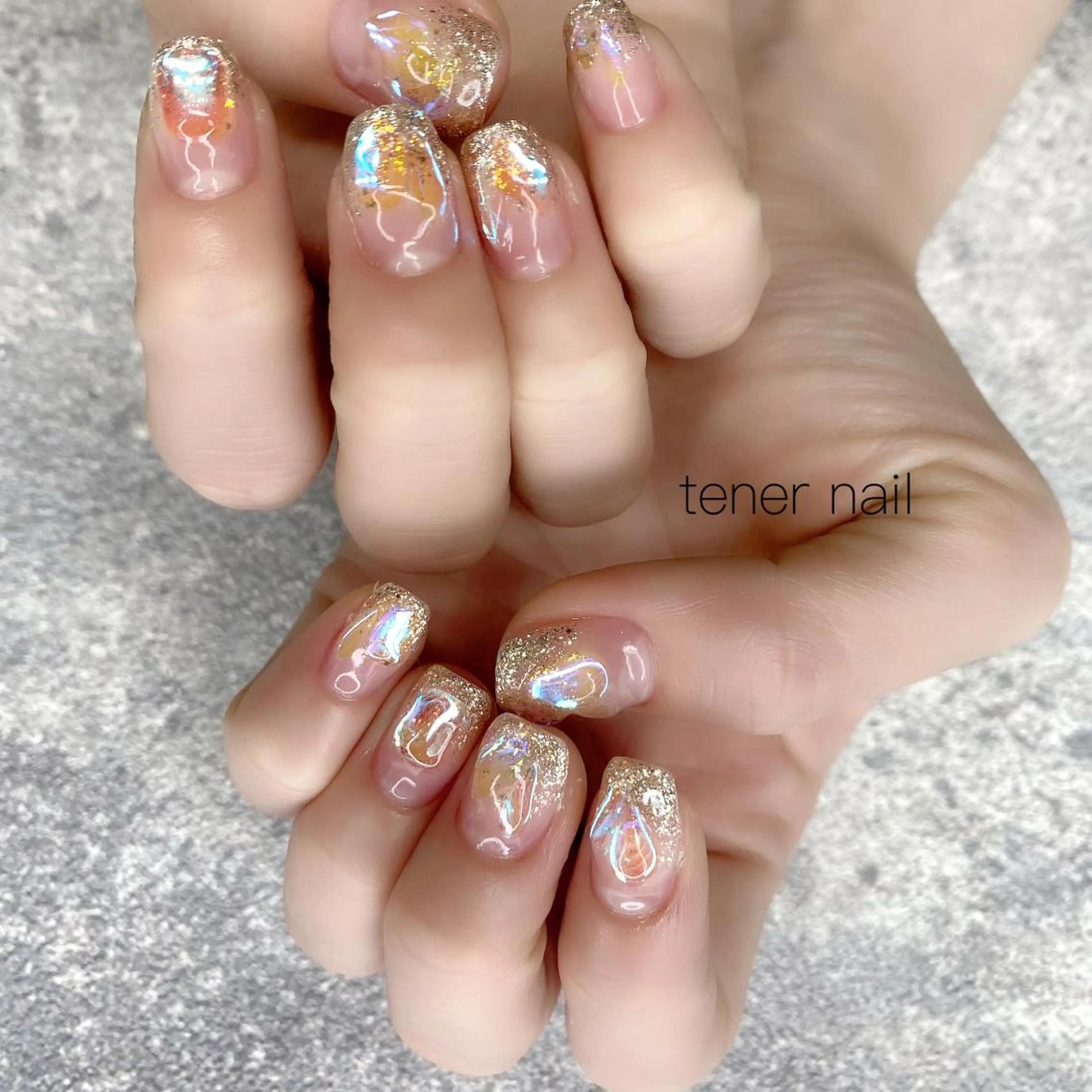 ネイル オーロラネイル キラキラネイル テネルネイル tener nailのネイルデザイン