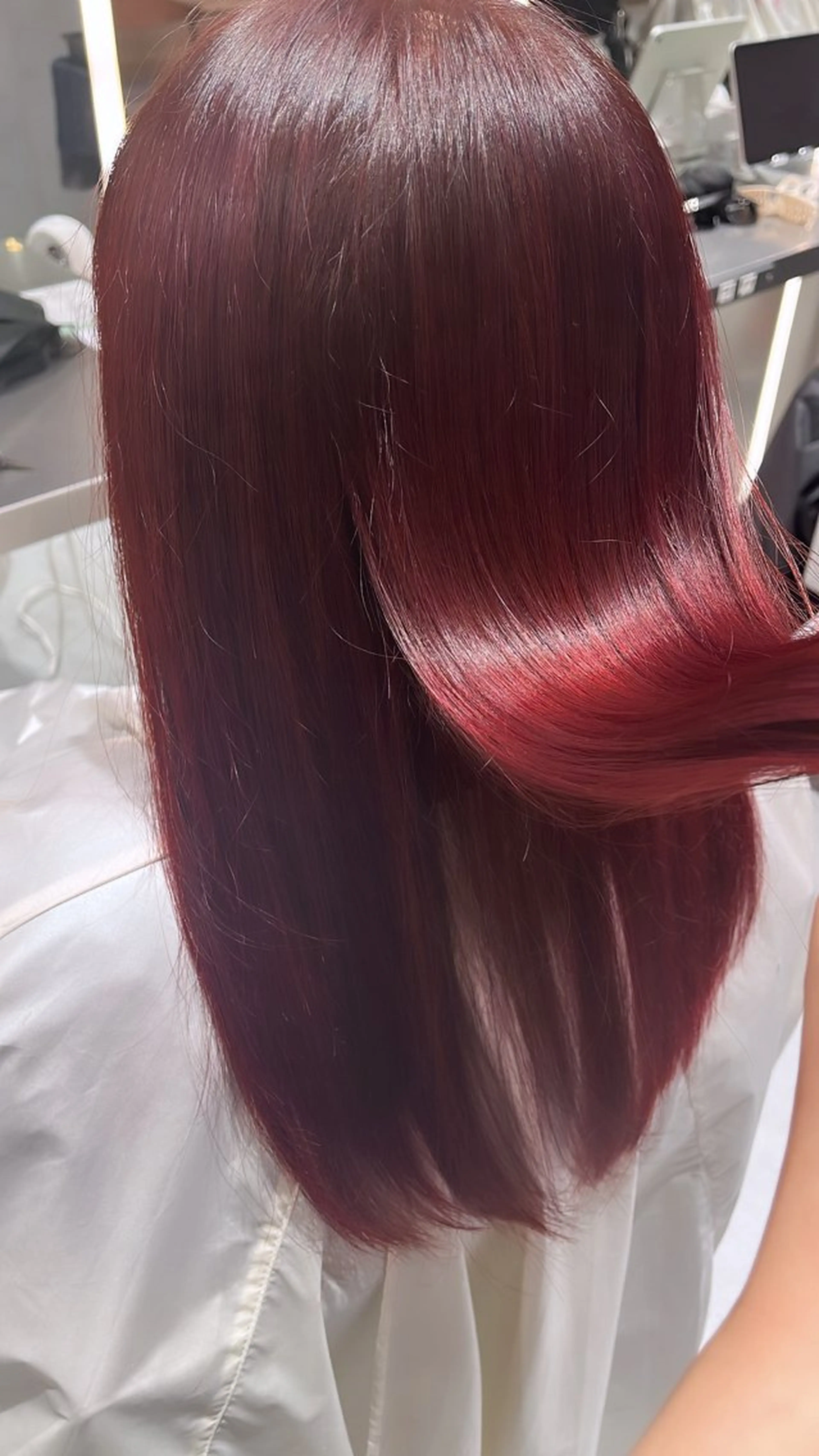 セミロング カラー ブリーチ ブリーチなしカラー レッドカラー 🎀縮毛矯正/ボブ /渋谷/MIKI🎀のヘアスタイル