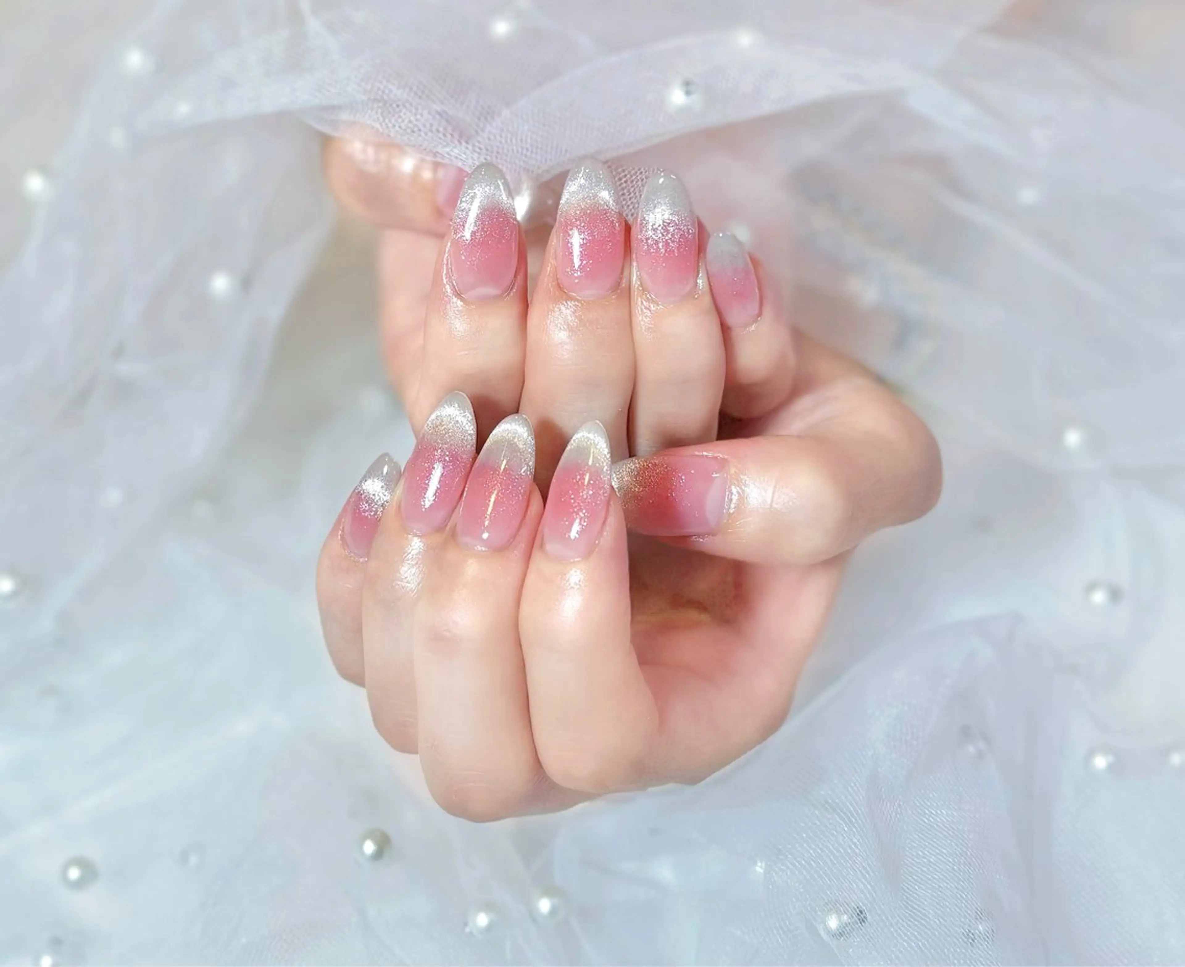 ネイル チークネイル フレンチネイル ガーリー グラデーション 韓国ネイル Chat noir所属・【chatnoir】 MIYUのネイルデザイン