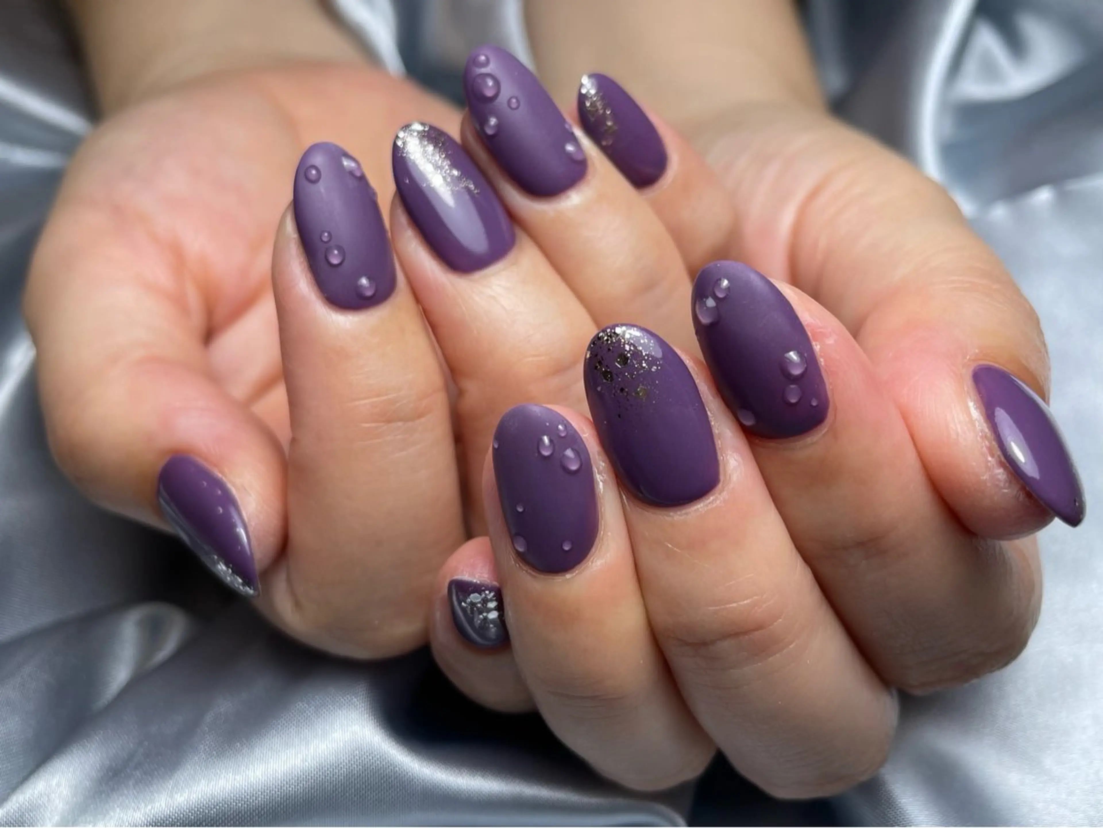 ネイル マットネイル パープル ハンドネイル ✩ miyuのネイルデザイン