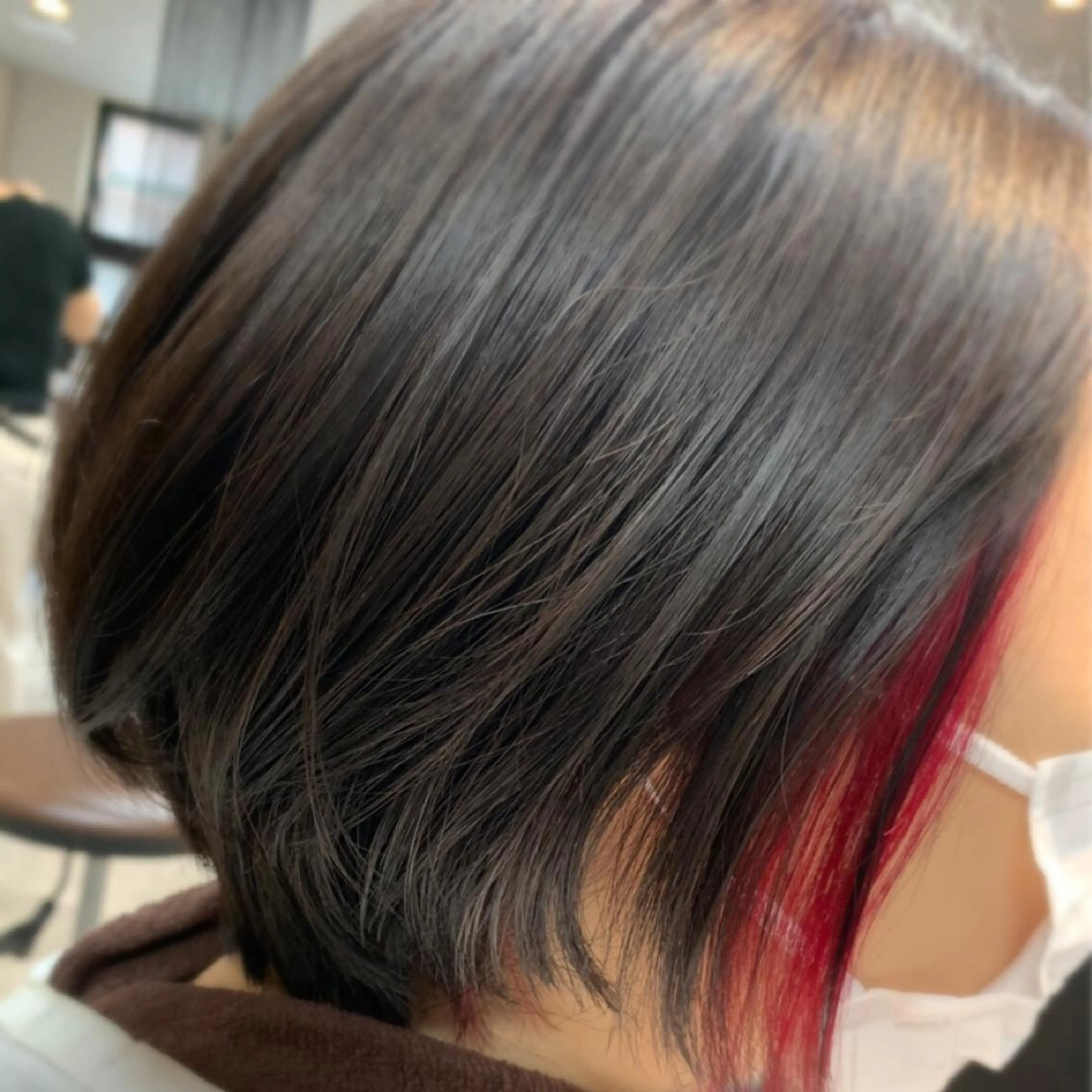 カラー イヤリングカラー レッドカラー ナチュラル🧡可愛い MINAMIのヘアスタイル