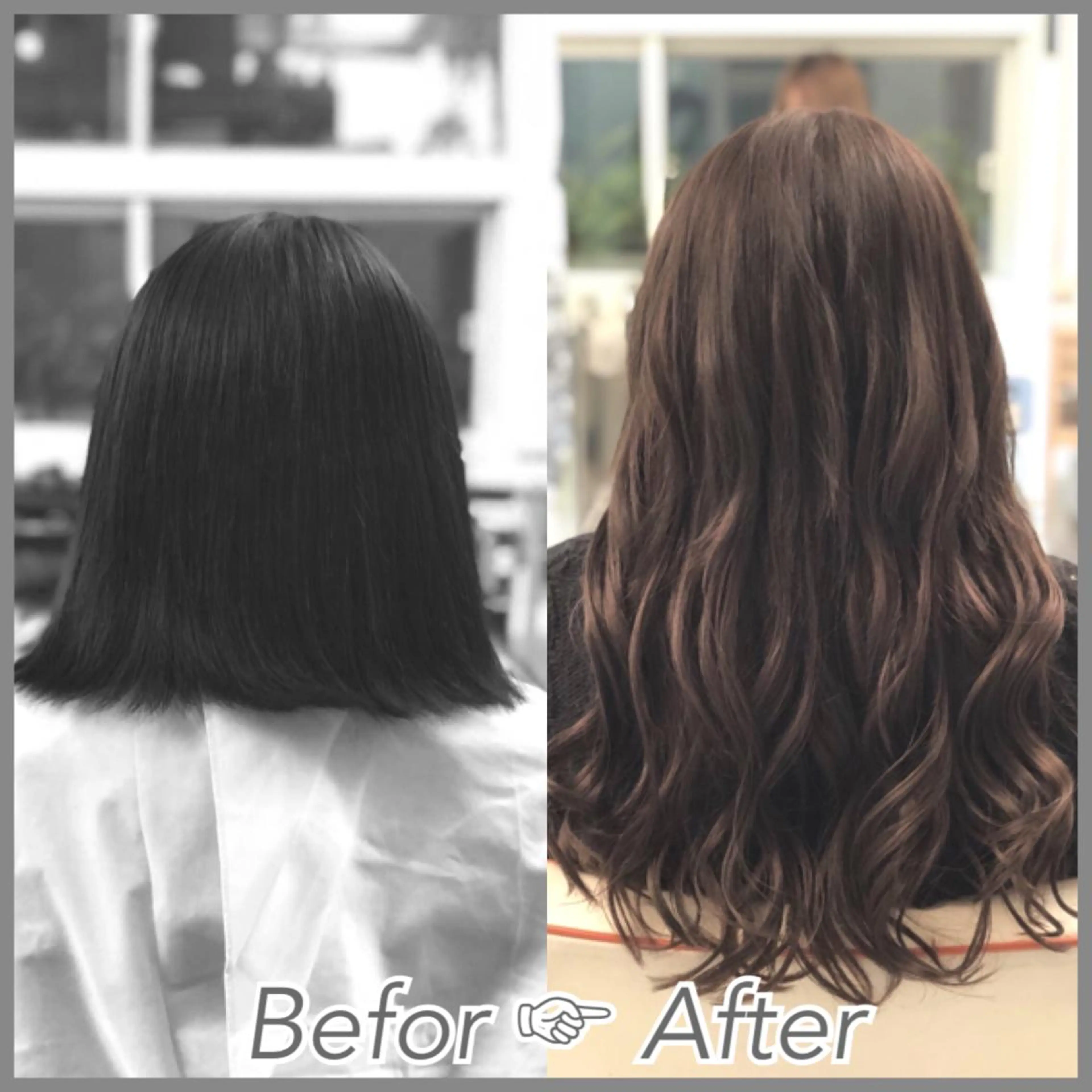 セミロング カラー エクステ エクステ ハイトーン 💭黒崎ハルカのヘアスタイル