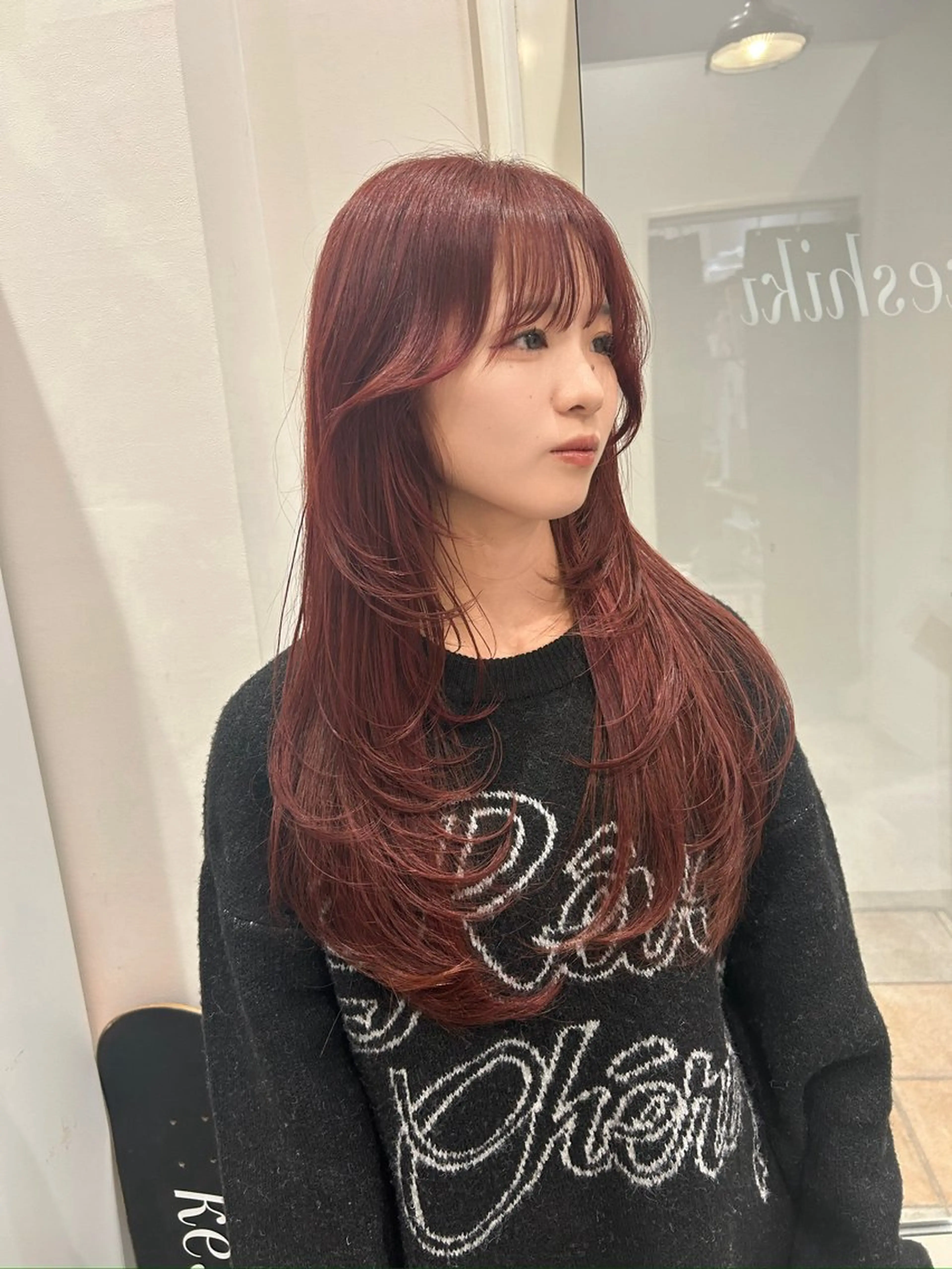 ロング レイヤーカット カット ヘアカラー トリートメント Keshiki大名 安部 真輝のヘアスタイル