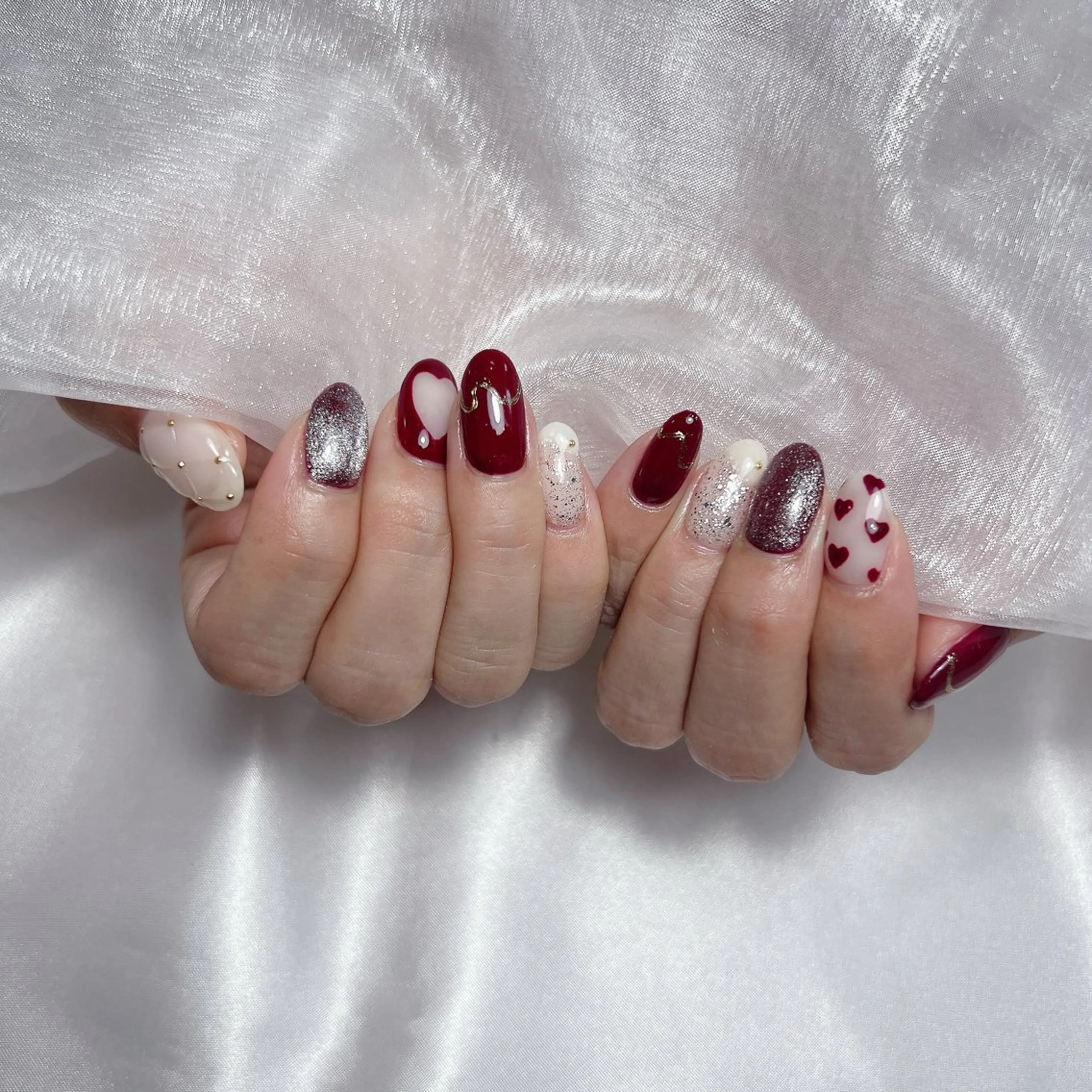 ネイル ジェルネイル 韓国ネイル ラメ(グリッター) マグネットネイル ミラーネイル ハンドネイル -nail salon-Reward所属・nail salon Rewardのネイルデザイン