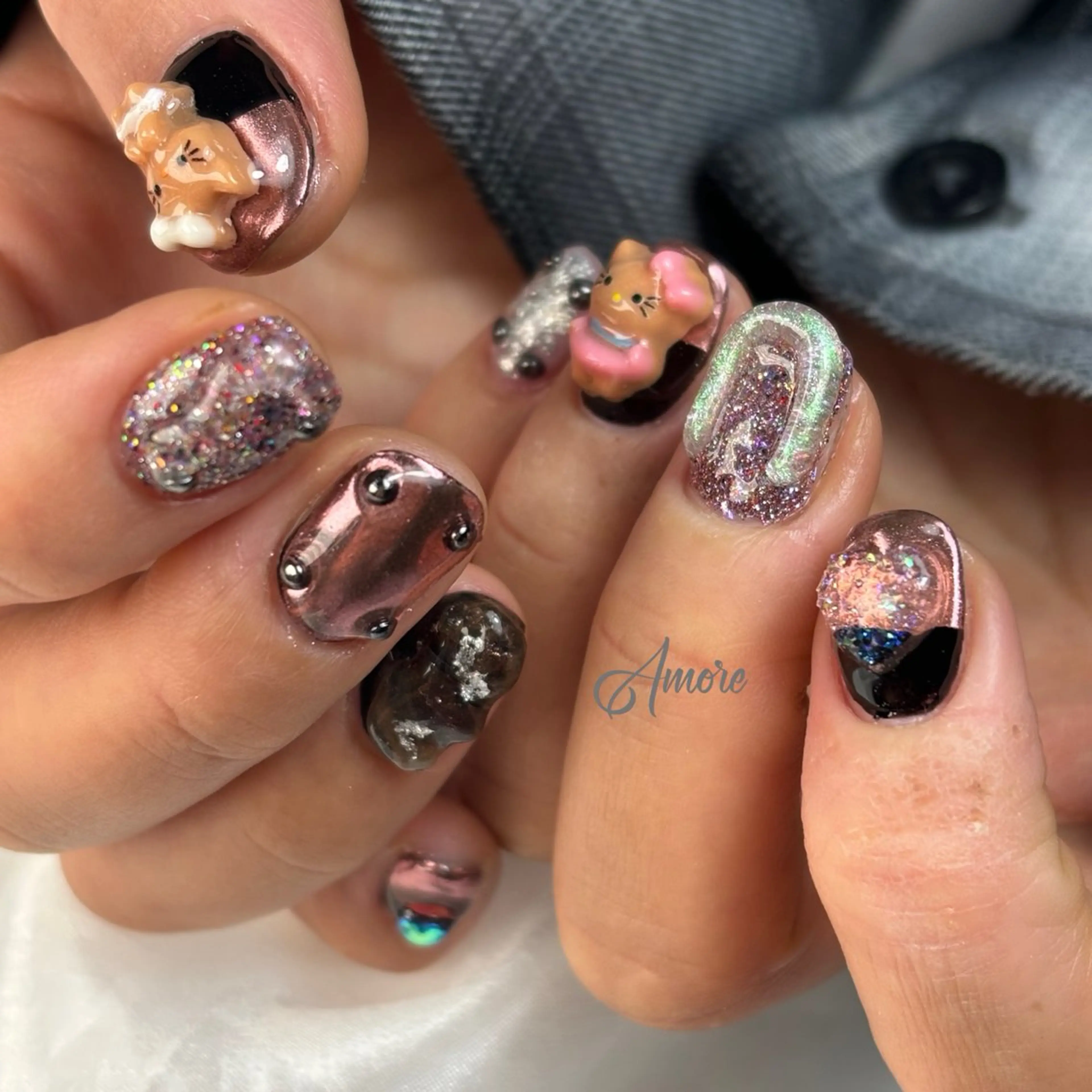 ネイル ジェルネイル キラキラネイル 韓国ネイル マグネットネイル パラジェル You kyehwaのネイルデザイン