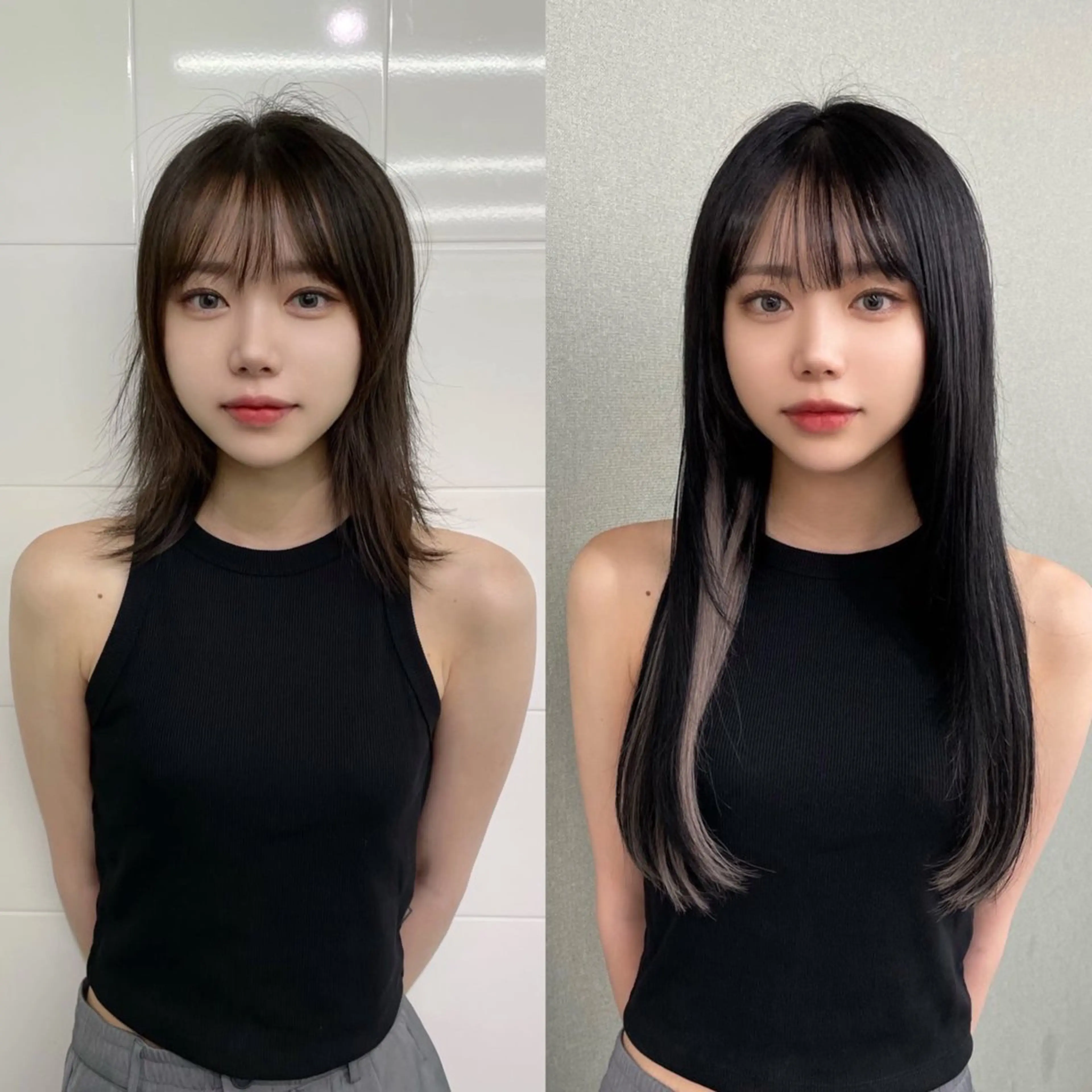 ロング カラー ヘアアレンジ プルエクステ 黒髪 シルバー エクステ ロング 🎀プルエクステ みまひかる🎀のヘアスタイル