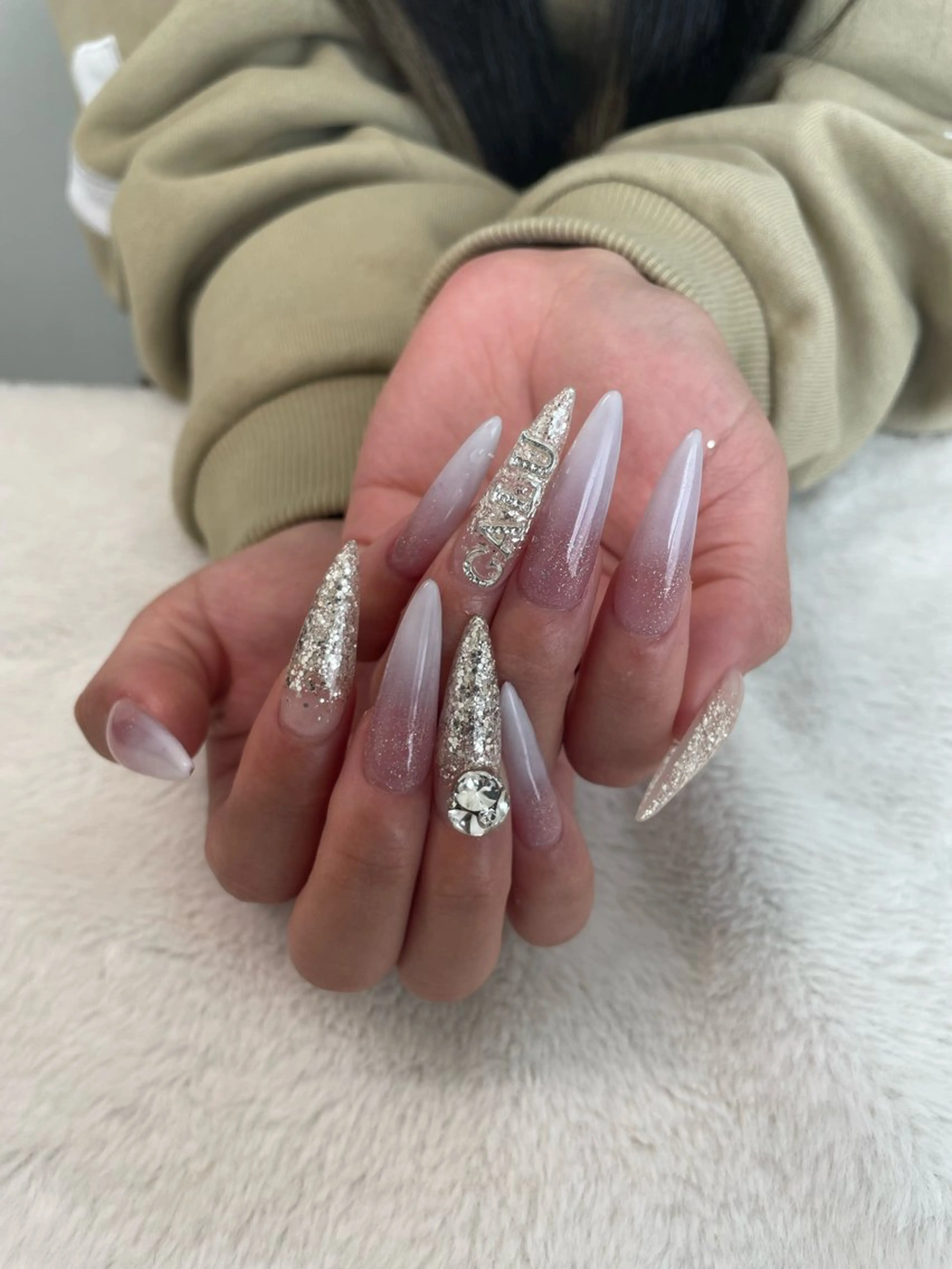 ネイル ジェルネイル ラメ(グリッター) ラメグラデーション ロングネイル スカルプネイル REY柏店所属・suzuka .のネイルデザイン