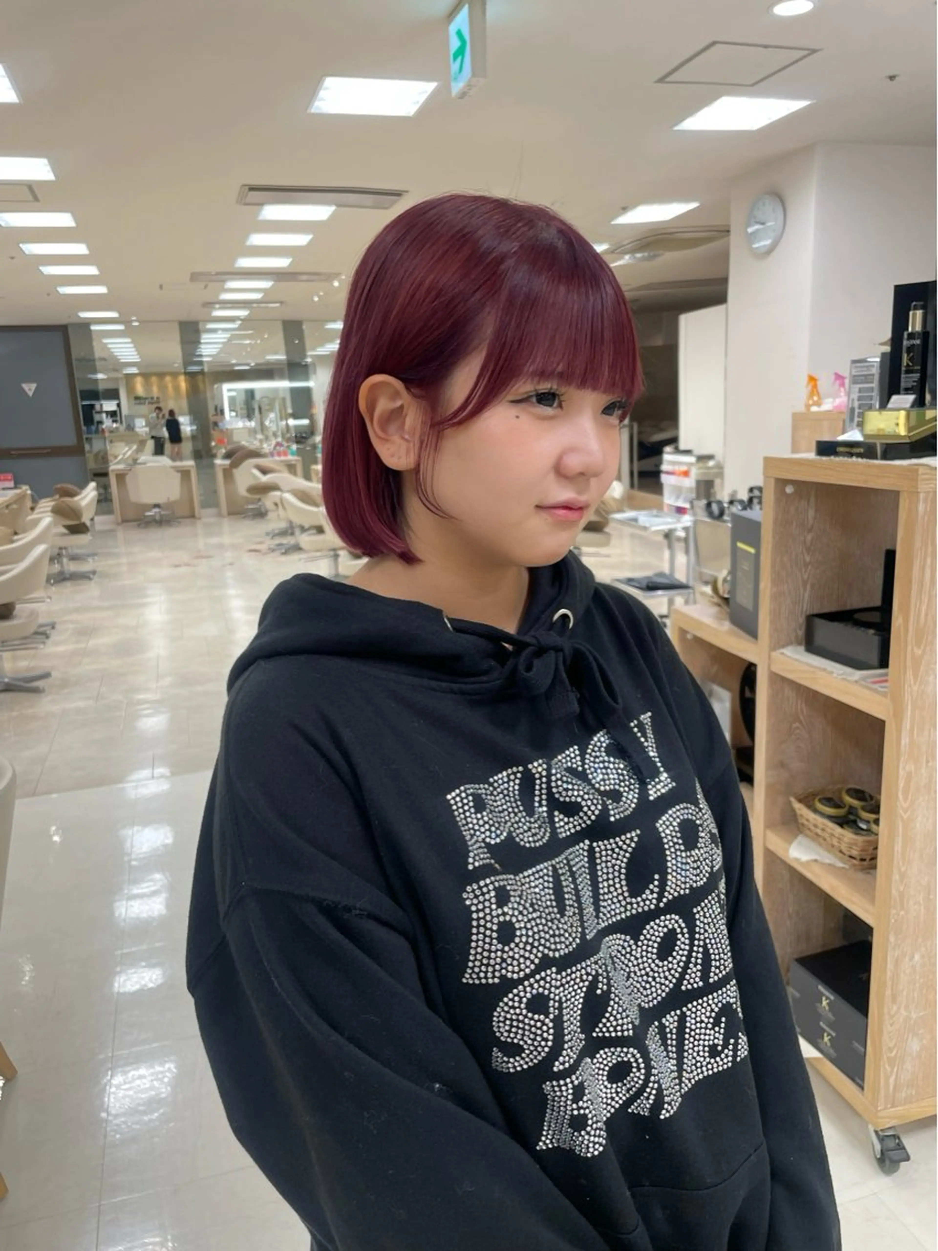 ミディアム カラー シャドウパーマ／骨格 矯正カット　トモキのヘアスタイル