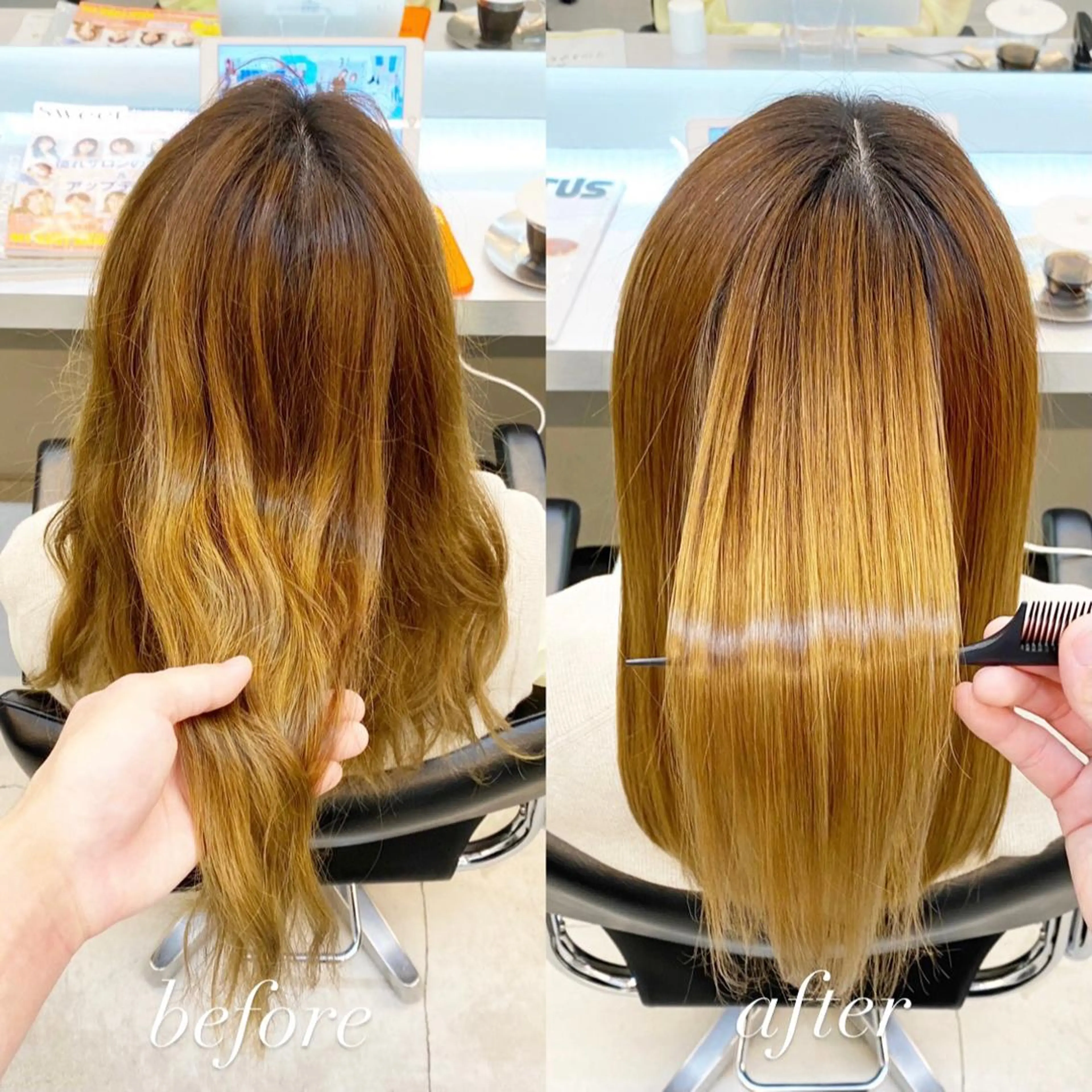 セミロング パーマ 縮毛矯正 トリートメント 艶髪と透明感を ‼️/若林のヘアスタイル