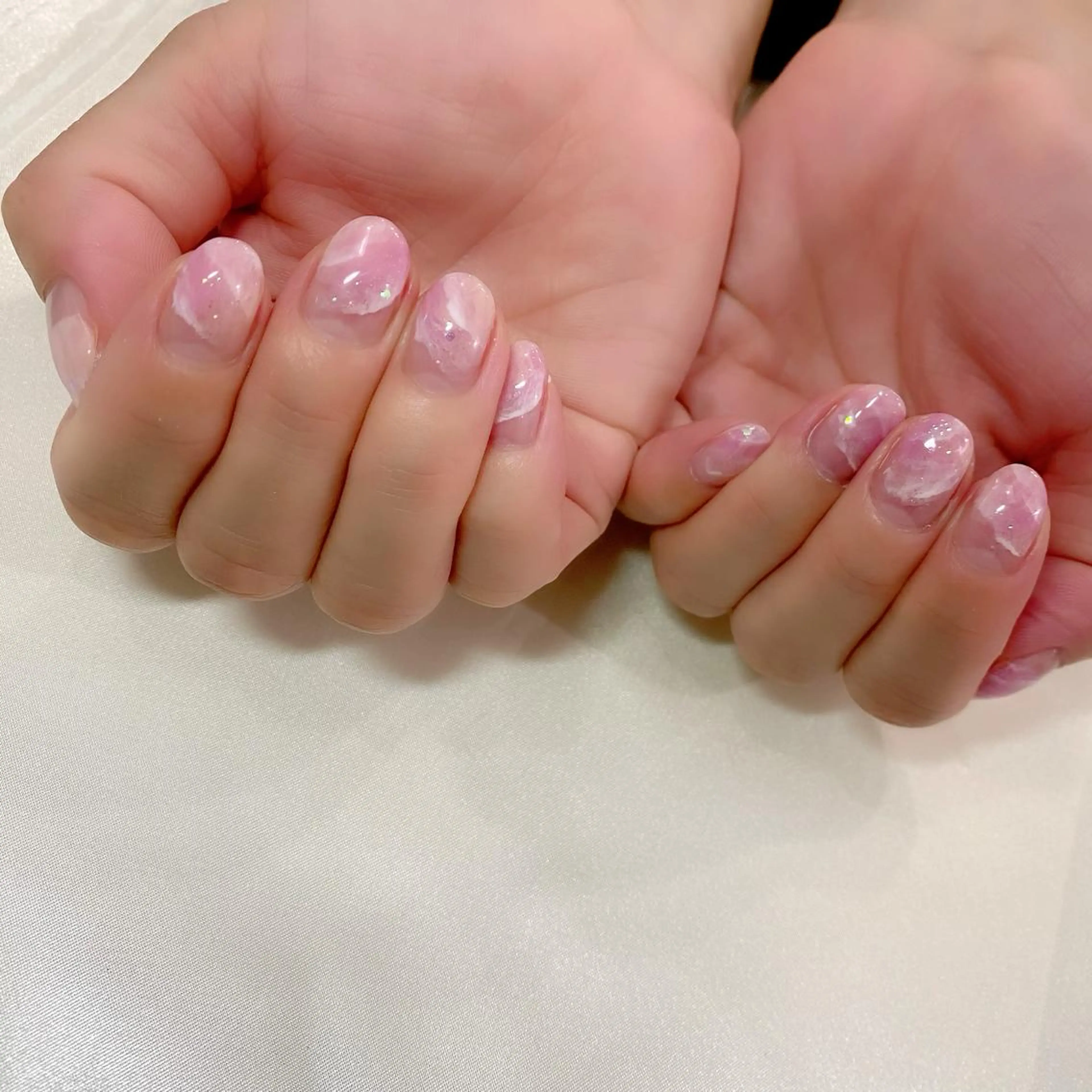 ネイル オーロラネイル 大理石ネイル(マーブル) ピンク 春ネイル ハンドネイル Salon Ｋのネイルデザイン