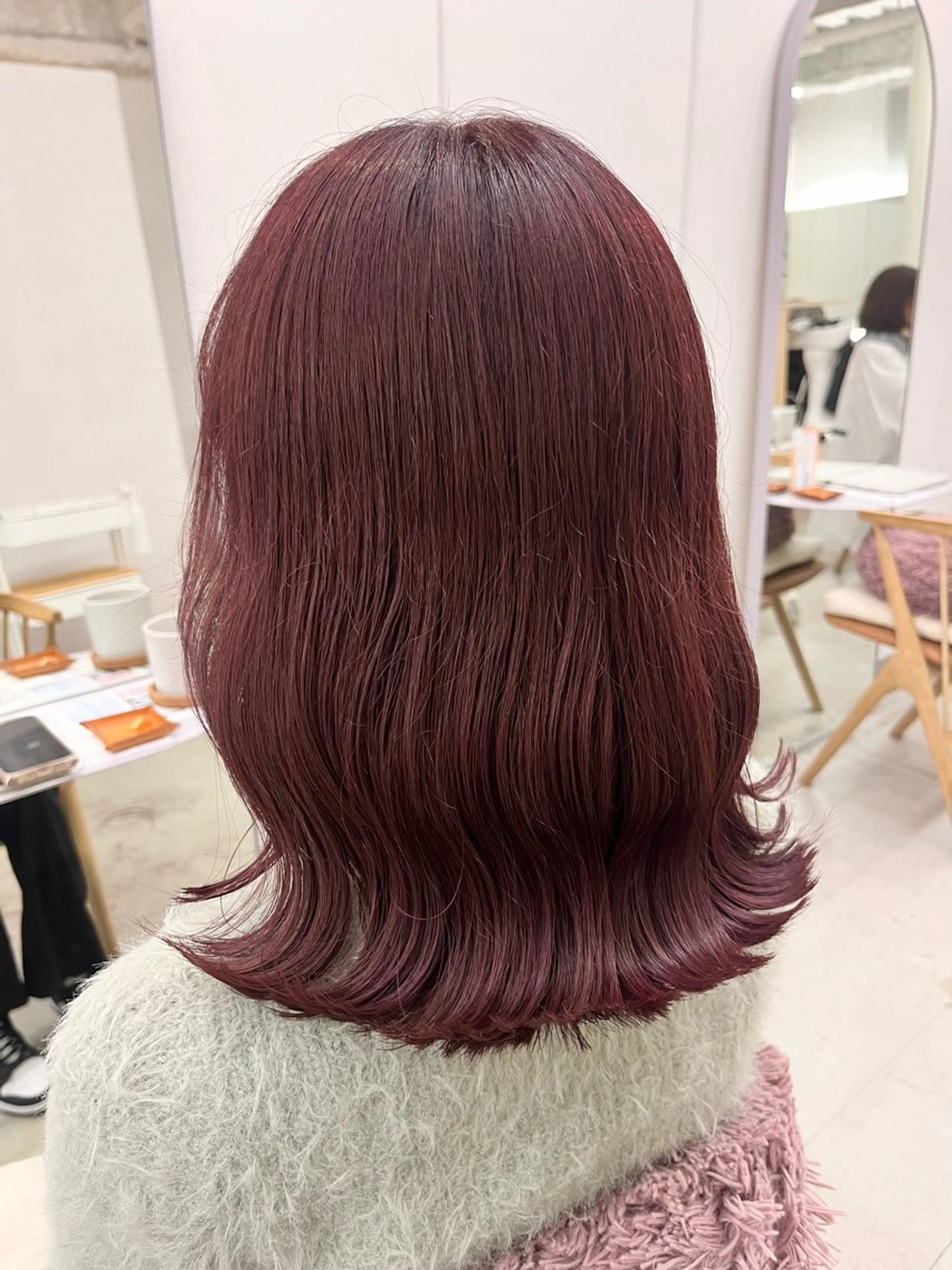 ミディアム カラー ピンクカラー ピンクパープル パープルカラー 暖色カラー／ ヘアセット🌛櫻井舞のヘアスタイル