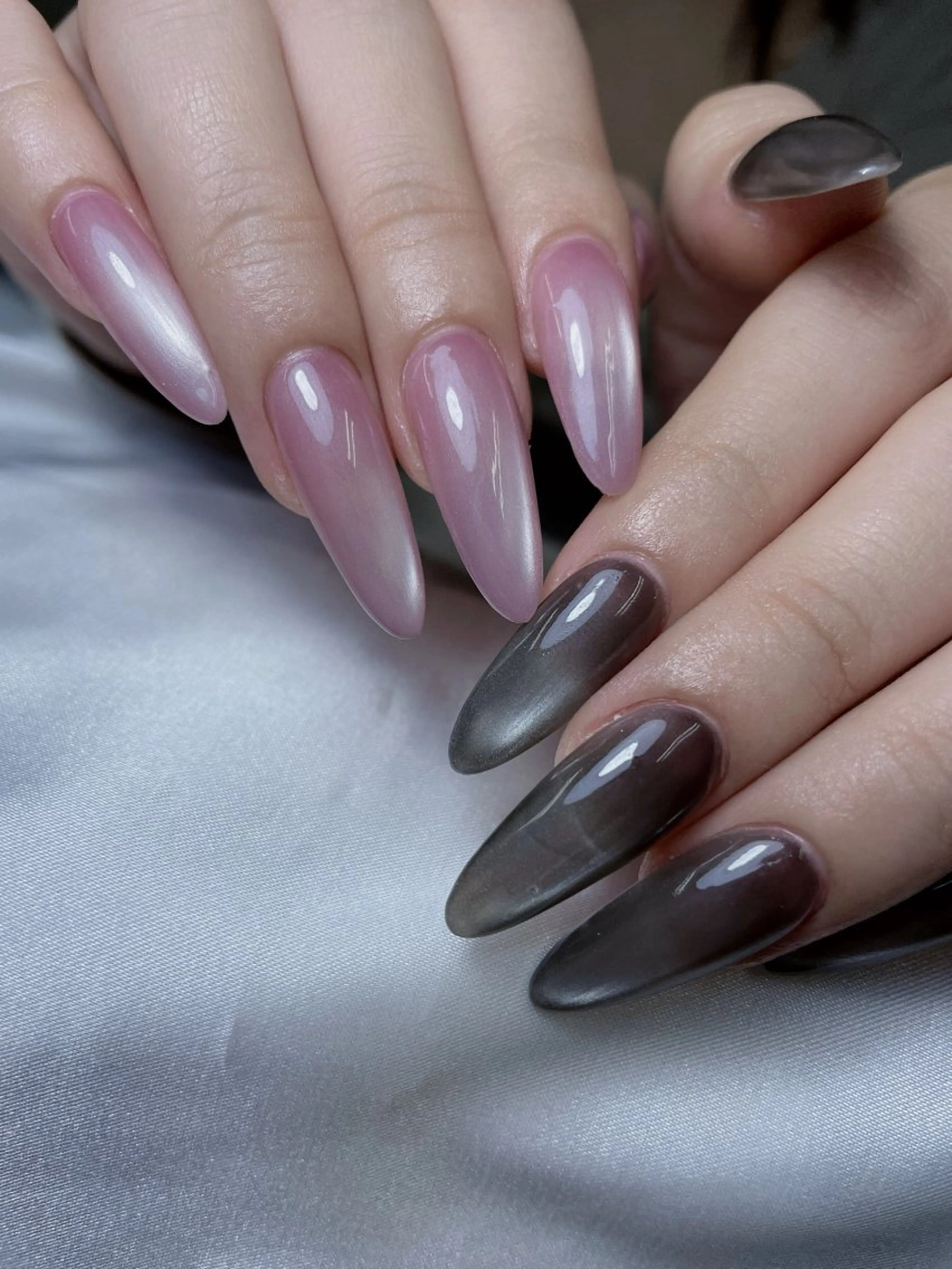 ネイル ブラウン チークネイル 桜ネイル 長さ出し フットネイル ハンドネイル YURI NAILのネイルデザイン