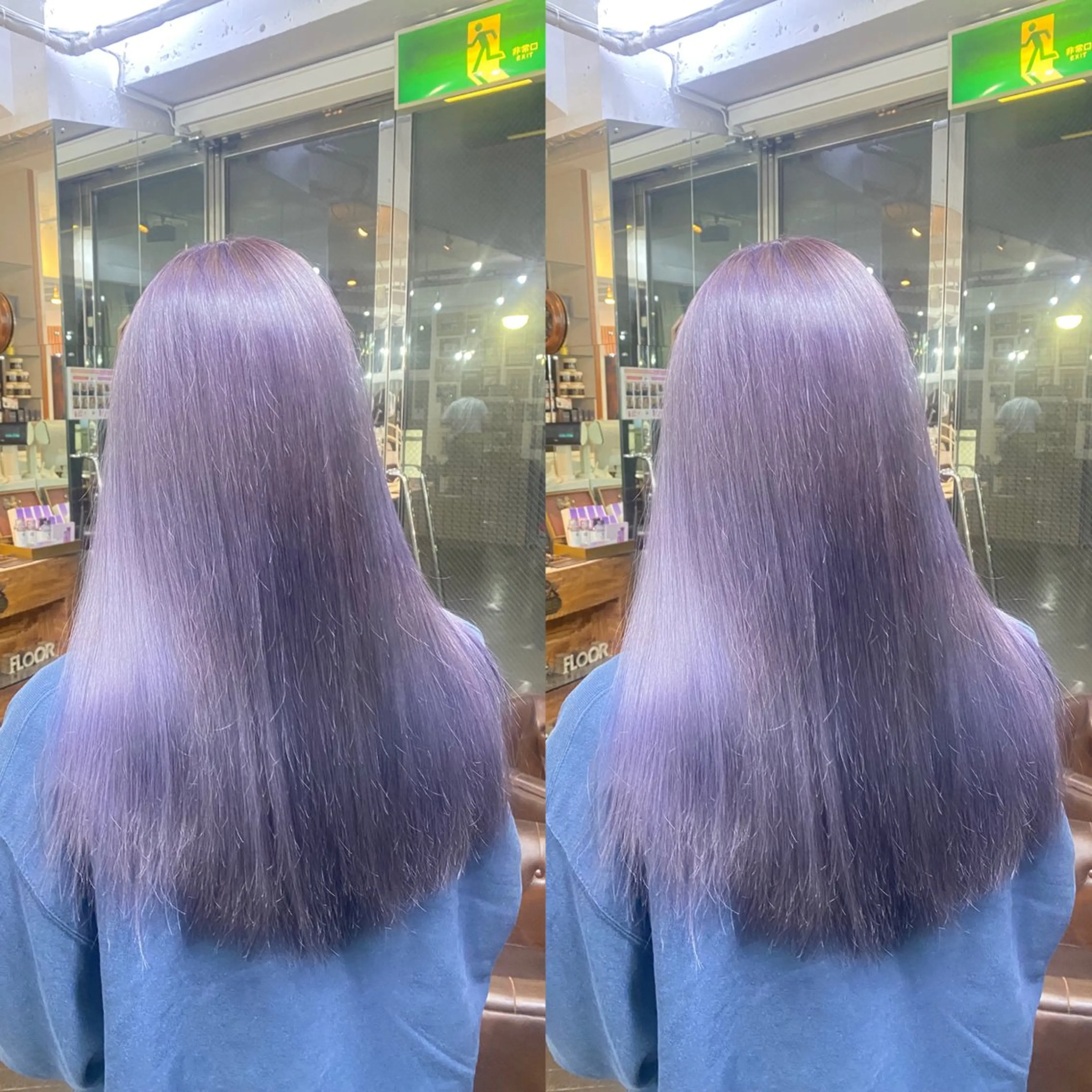 ロング カラー ブルーカラー 💎ハイトーン/艶 カラー モエカ💎のヘアスタイル