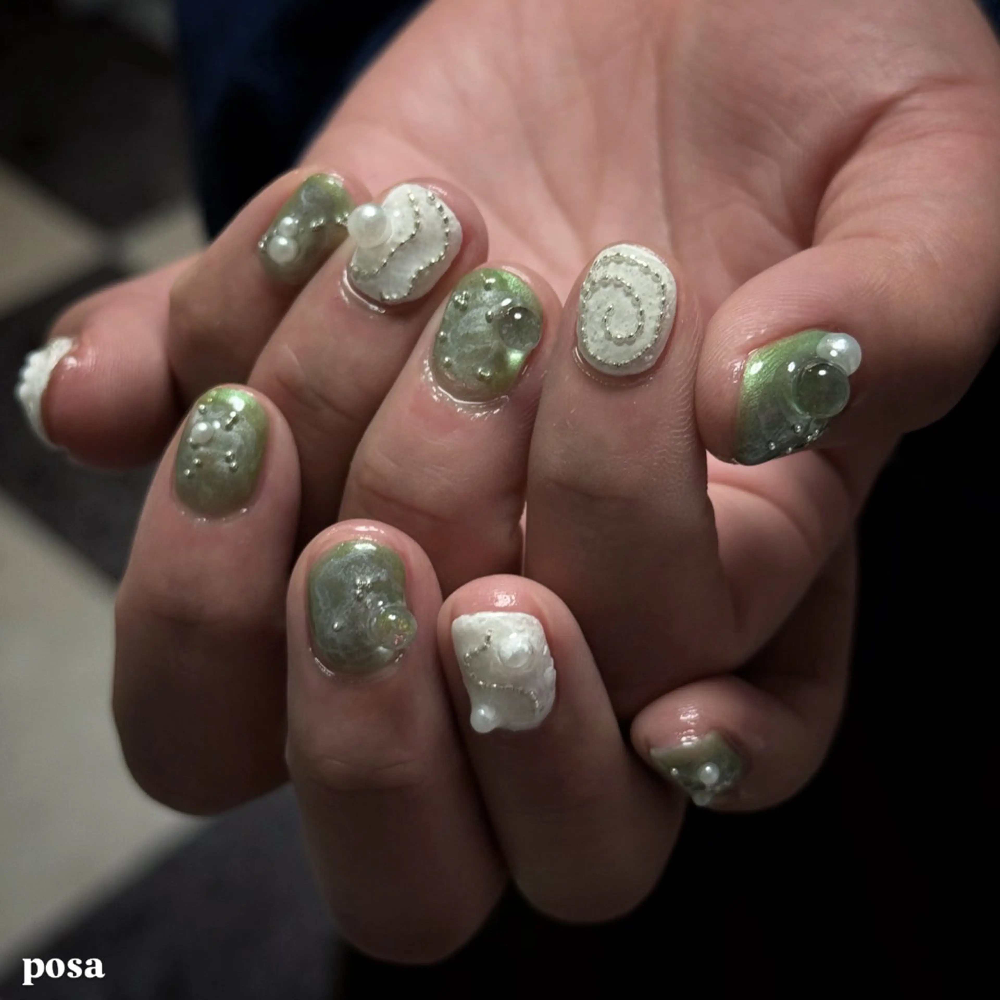 ネイル アートネイル シンプルネイル 春ネイル ハンドネイル posa nail モエミのネイルデザイン