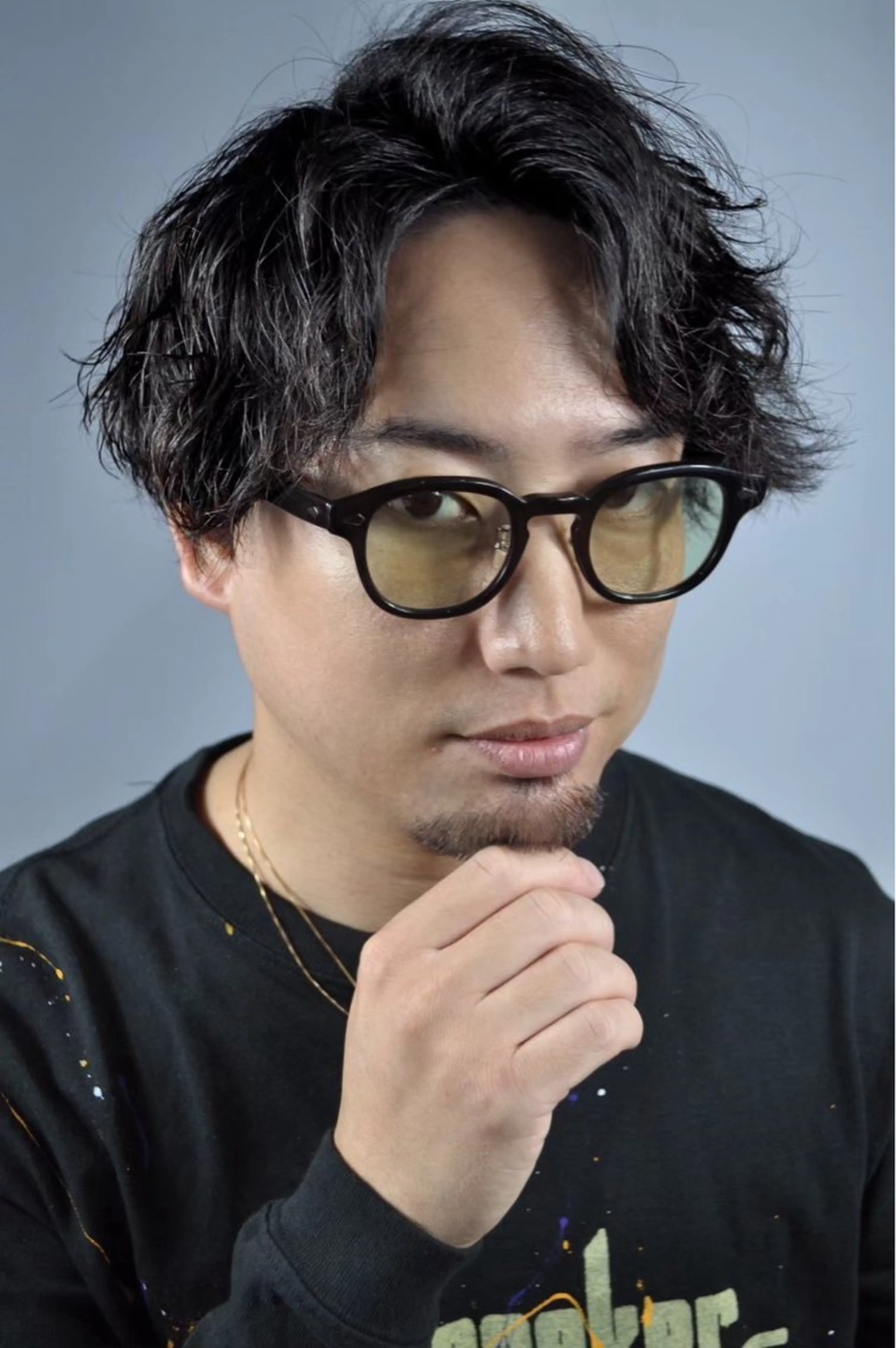 ミディアム ミディアムパーマ 髪質改善 韓国風ヘア カット パーマ 阿賀 佑季のヘアスタイル