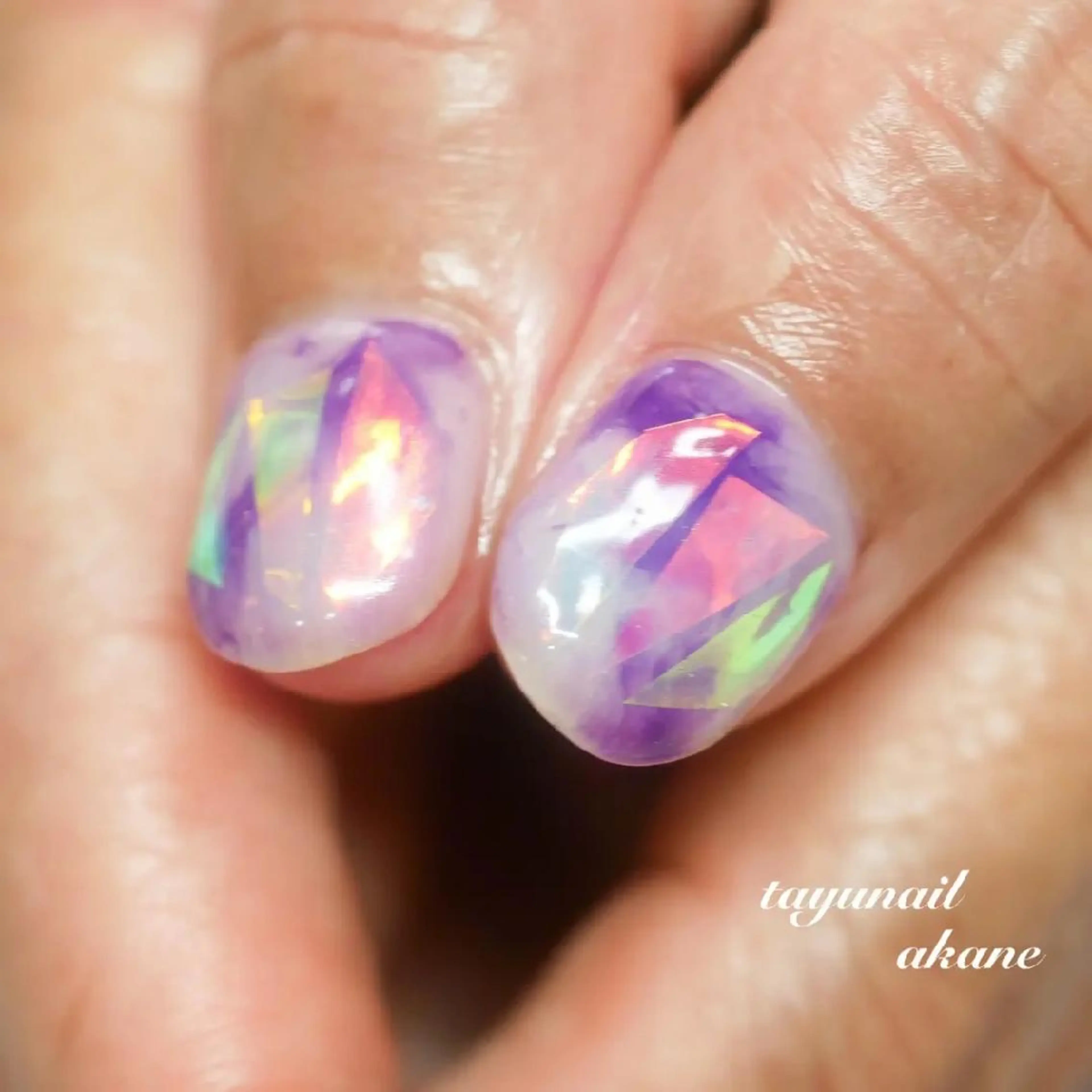 ネイル オーロラネイル ブルー ジェルネイル ワンカラーネイル パラジェル ネイルサロン 【たゆnail】のネイルデザイン
