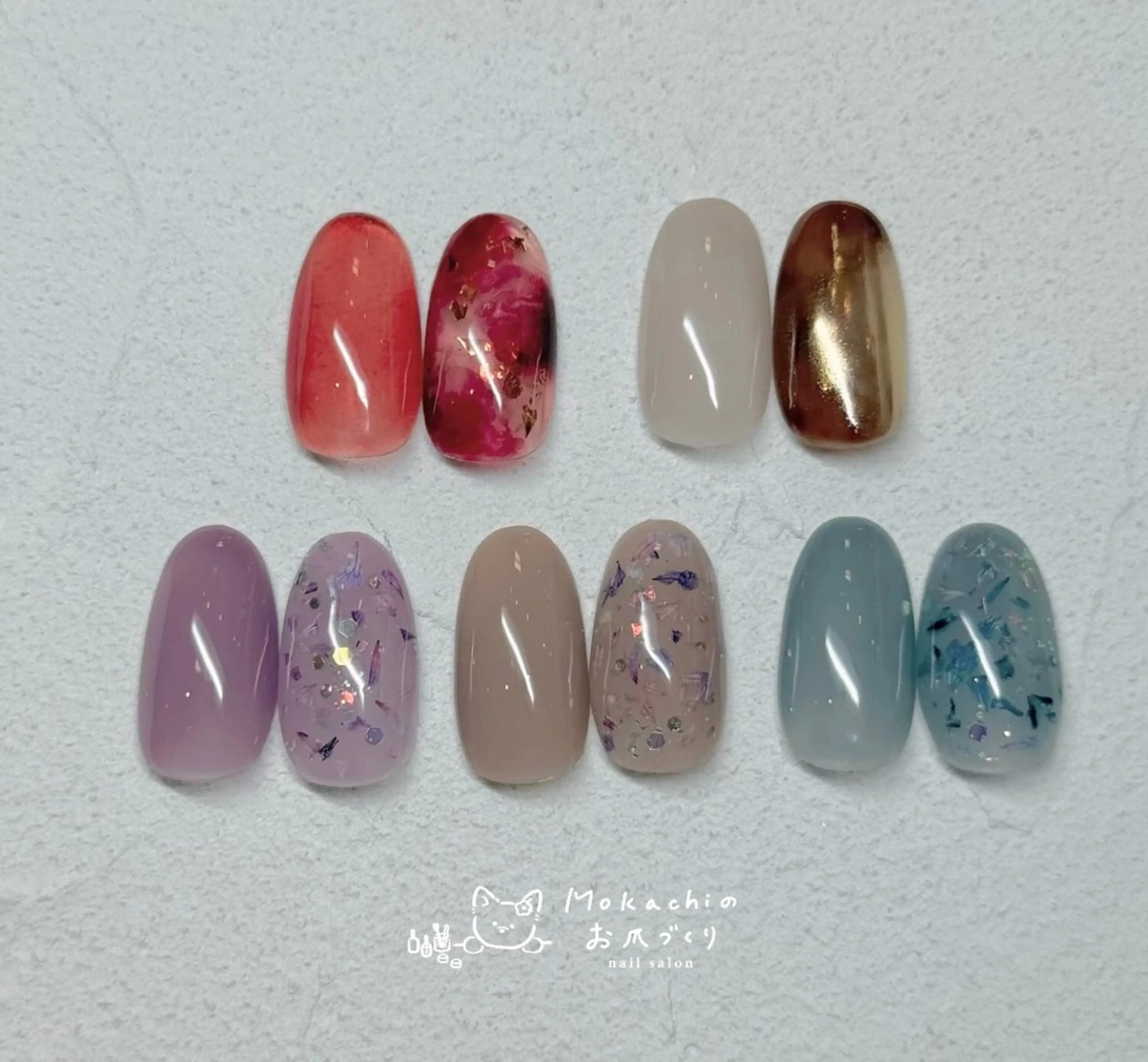 ネイル アートネイル べっ甲ネイル ブラウン フラワーネイル ワンカラーネイル Mokachiの お爪づくりのネイルデザイン