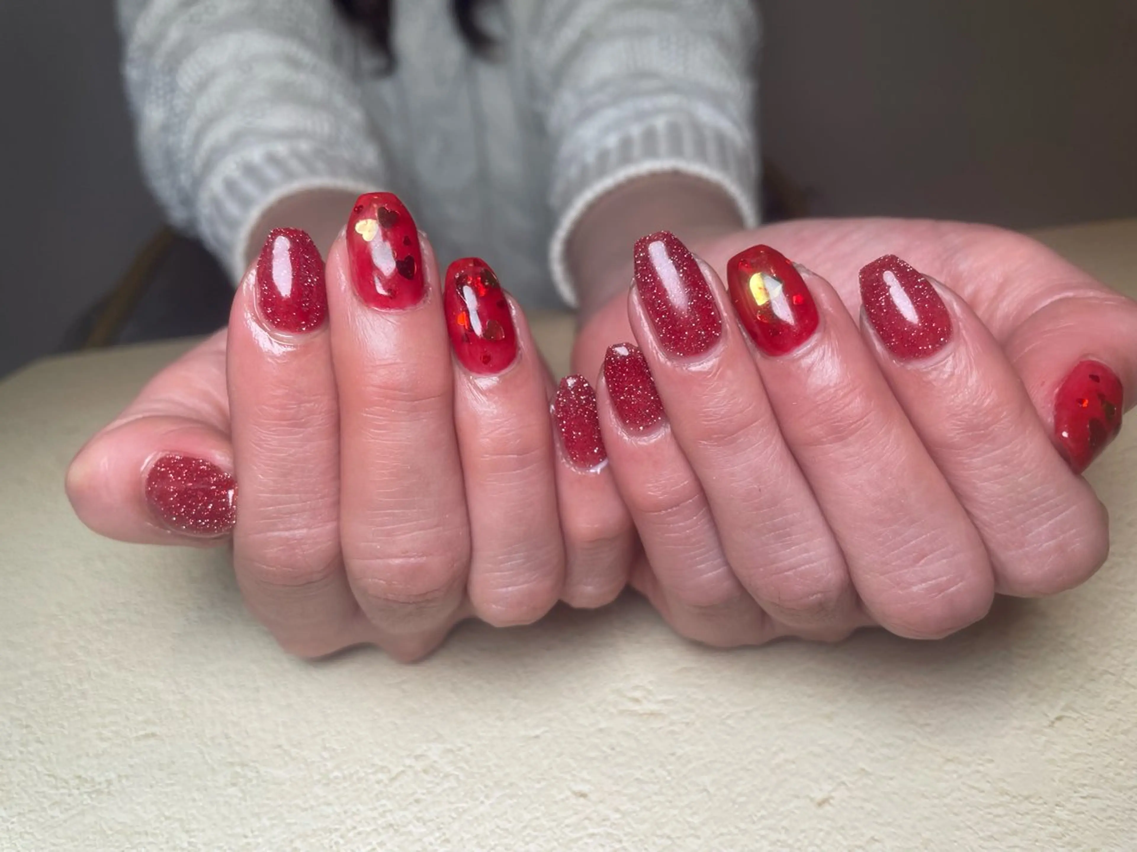 ネイル フラッシュネイル ハート ホログラムネイル ハンドネイル 吉川 由喜枝のネイルデザイン