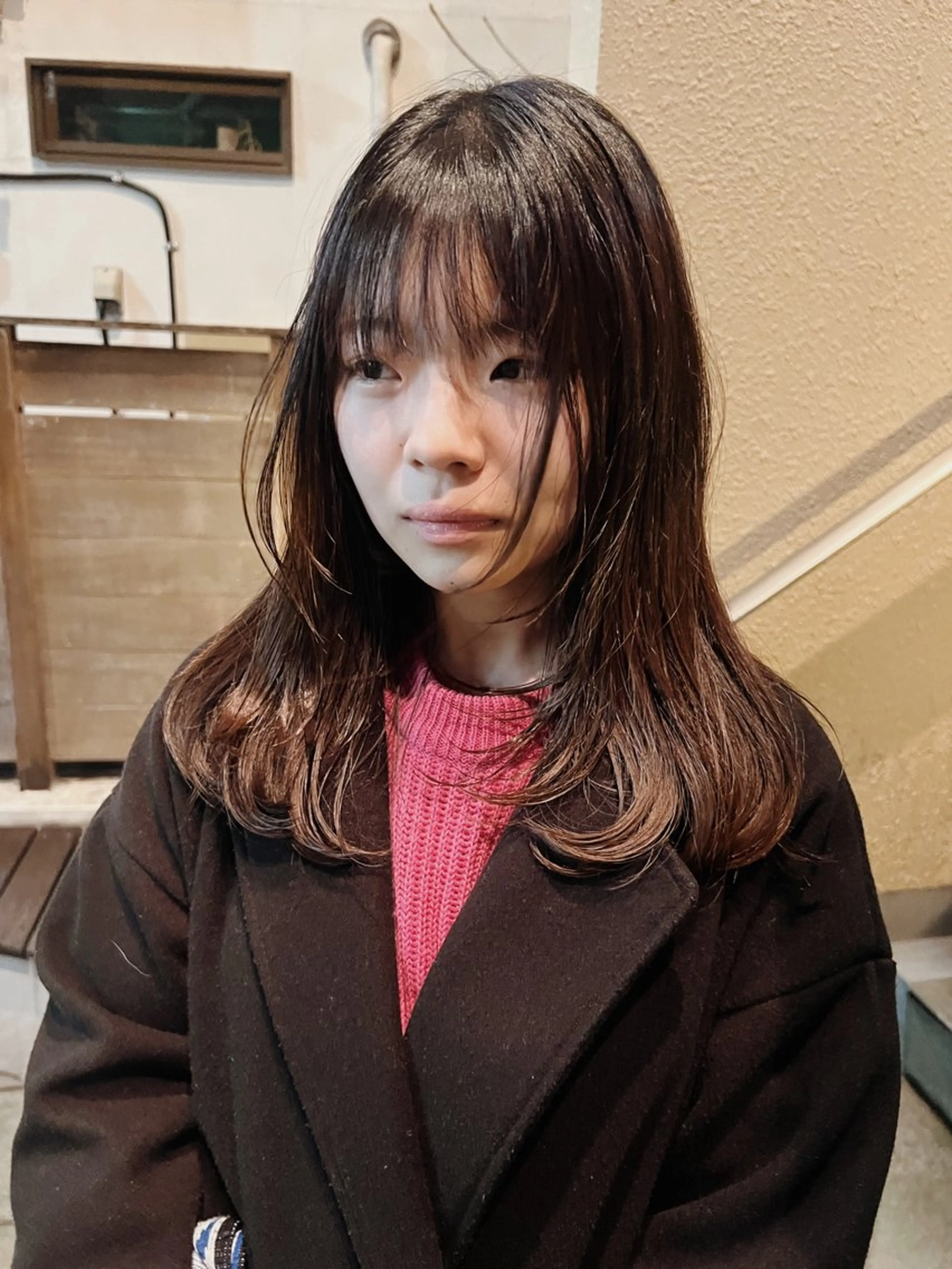 ロング カラー パーマ ヘアアレンジ ロングレイヤー くびれヘア 顔まわりレイヤー 韓国風ヘア くびれレイヤー ショートヘア原宿 fifth コシのヘアスタイル